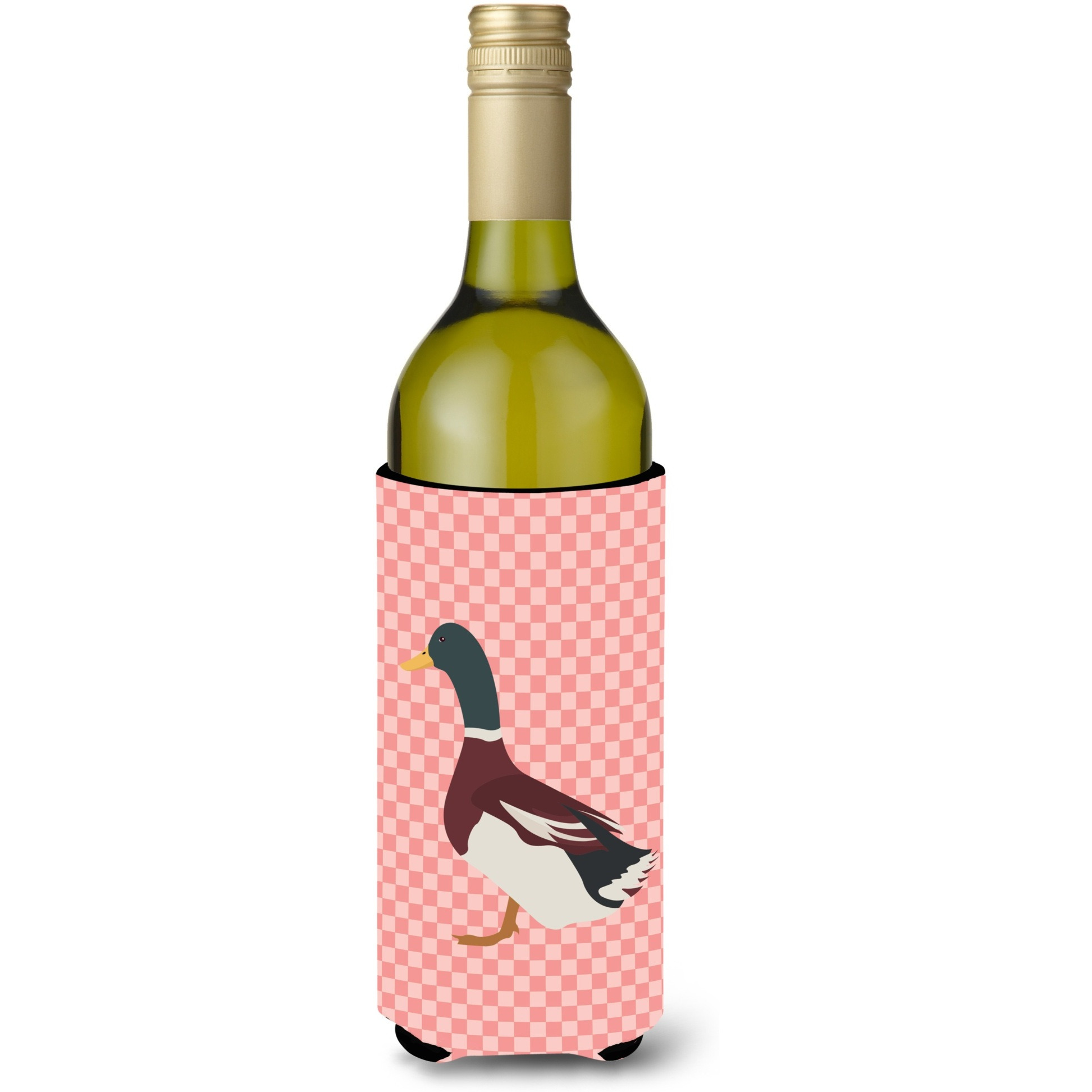 &quotCaroline's Treasures Rouen Duck Pink Check Decorative Bottle Hugger, 750 ml, Multicolor"