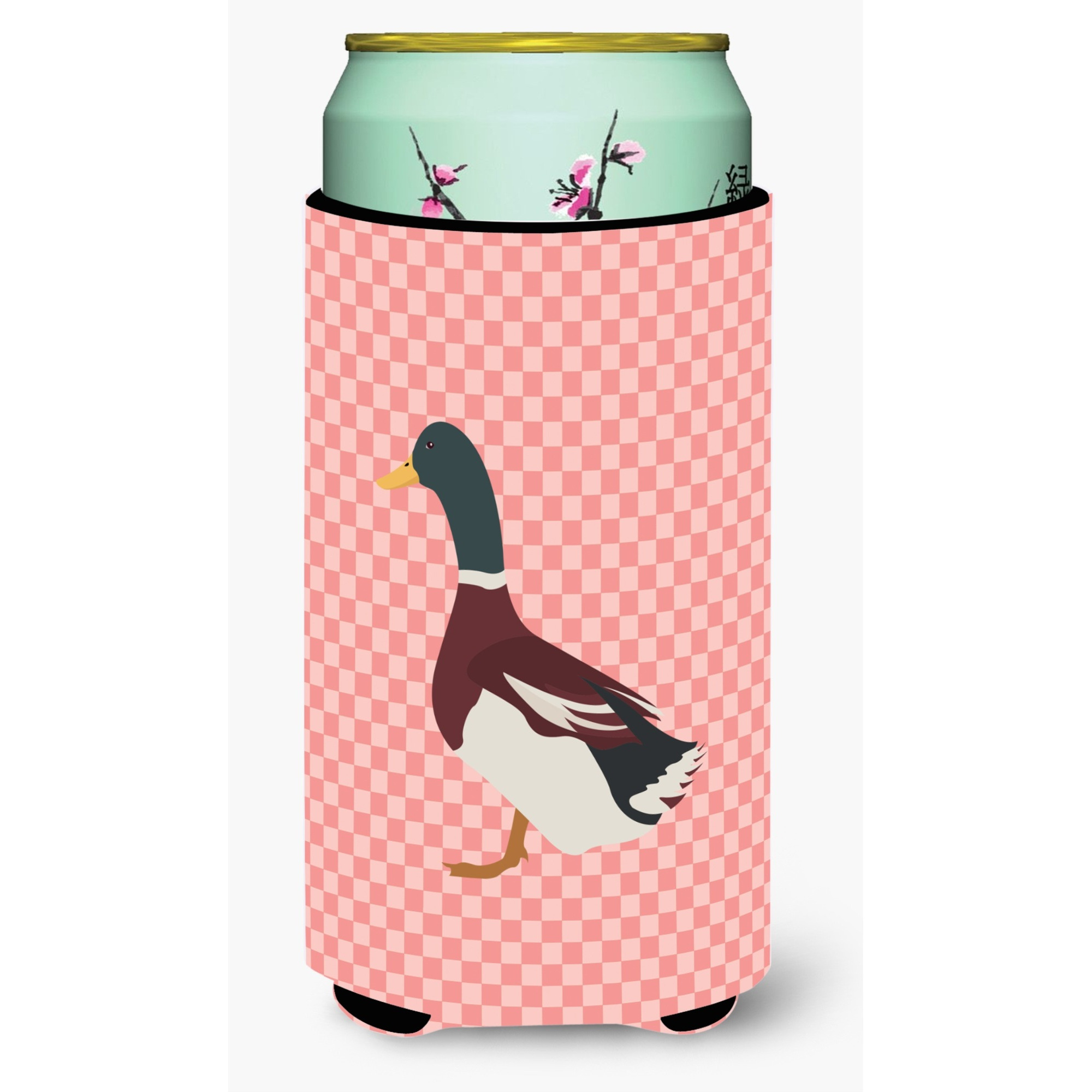 &quotCaroline's Treasures Rouen Duck Pink Check Decorative Can Hugger, Tall Boy, Multicolor"