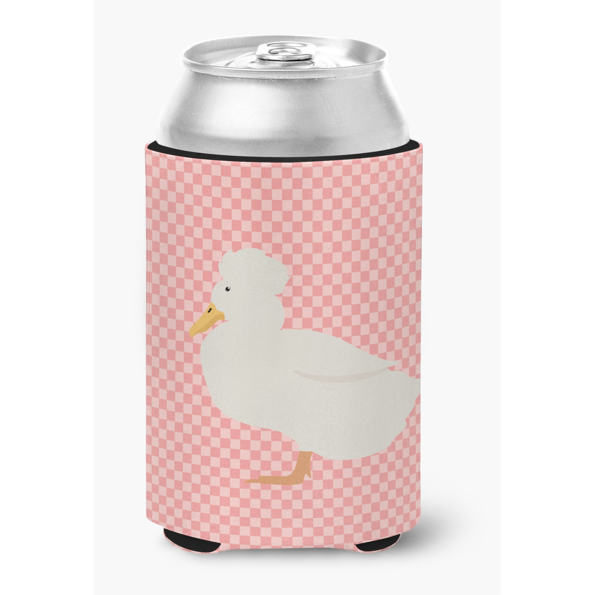 &quotCaroline's Treasures Crested Duck Pink Check Decorative Can Hugger, Multicolor"