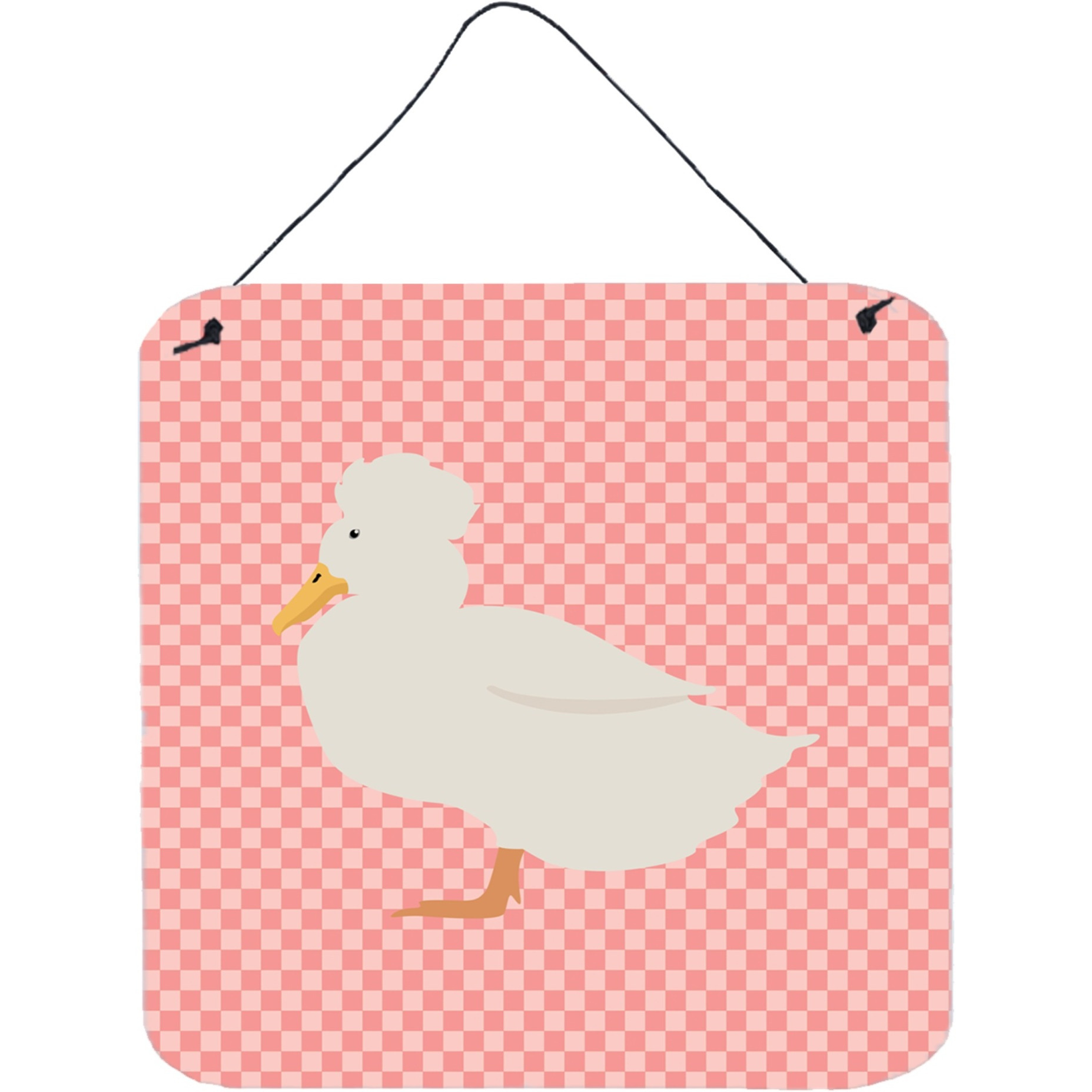 &quotCaroline's Treasures Pink Crested Duck Check Metal Print, 6hx6w"