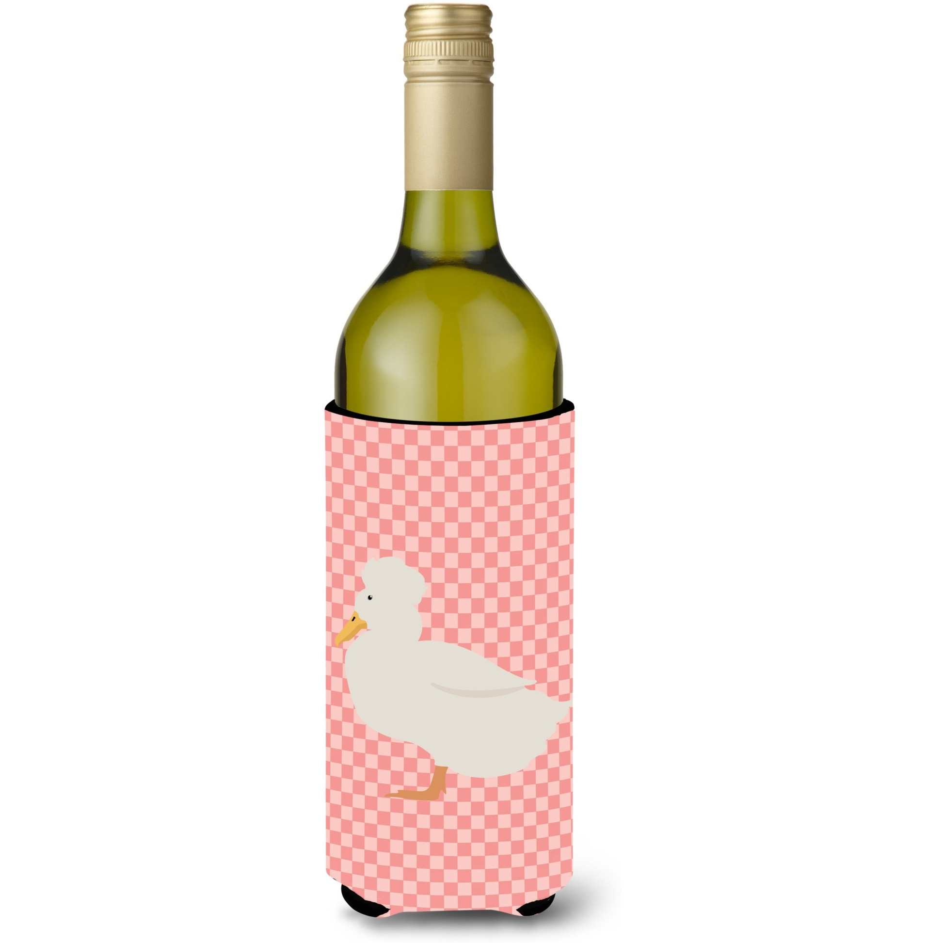 &quotCaroline's Treasures Crested Duck Pink Check Decorative Bottle Hugger, 750 ml, Multicolor"