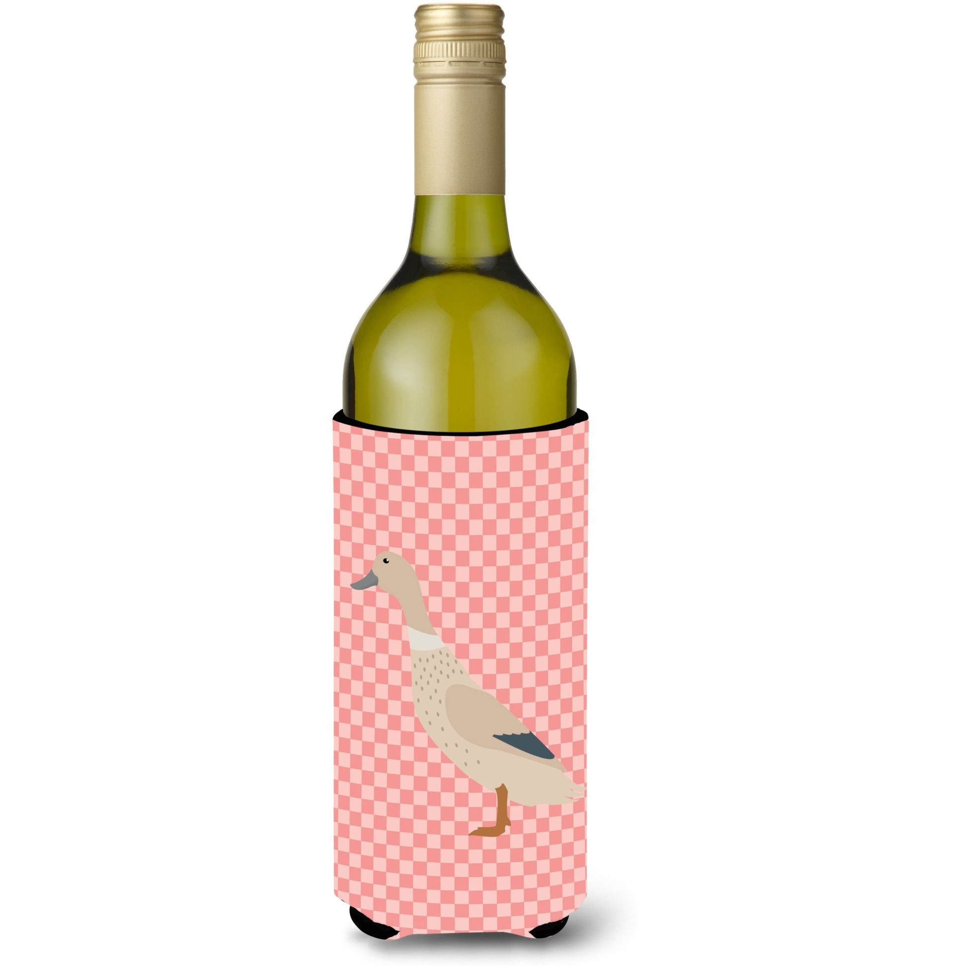 &quotCaroline's Treasures West Harlequin Duck Pink Check Decorative Bottle Hugger, 750 ml, Multicolor"