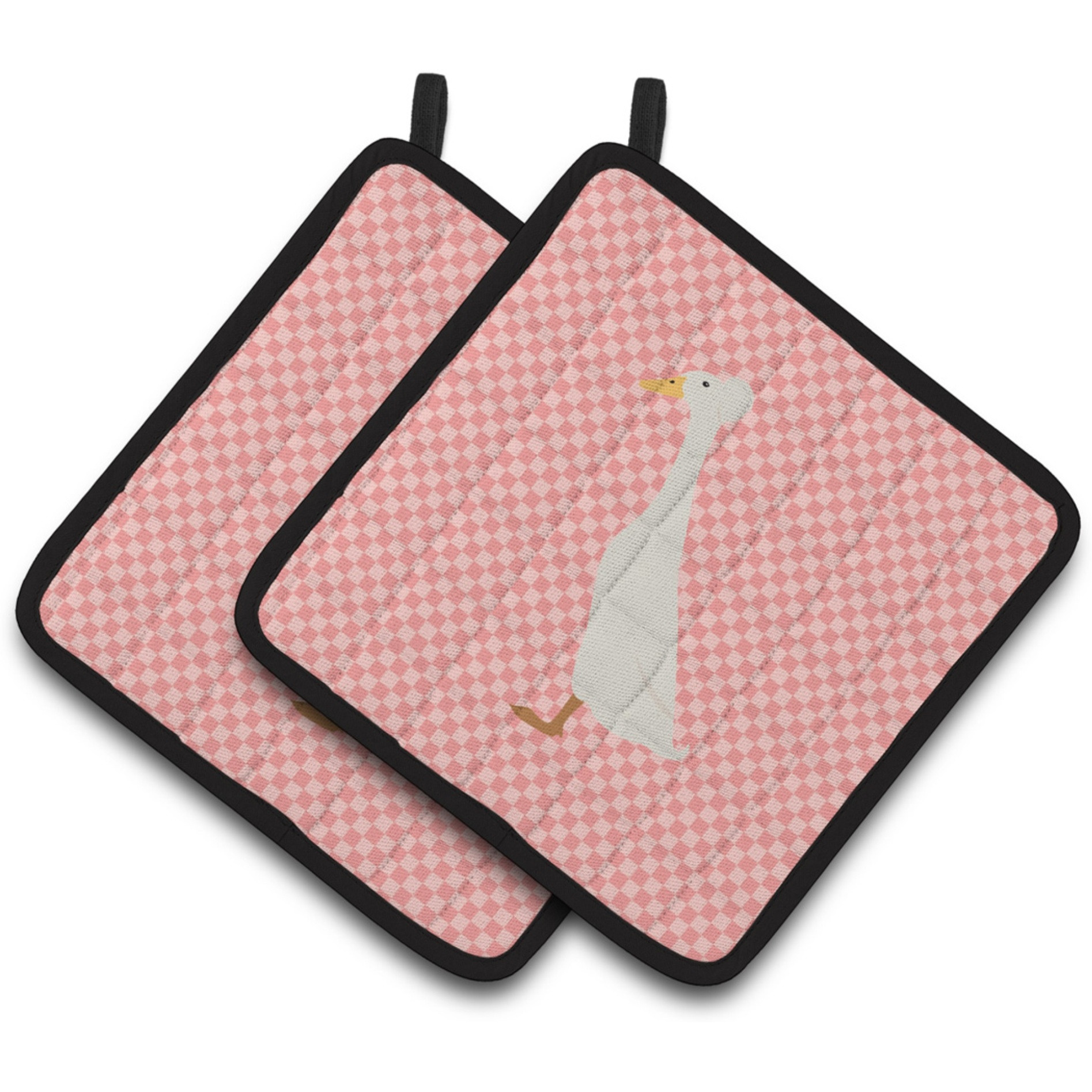 &quotCaroline's Treasures Bali Duck Pink Check Decorated Pot Holder, 7.5"" x 7.5"""