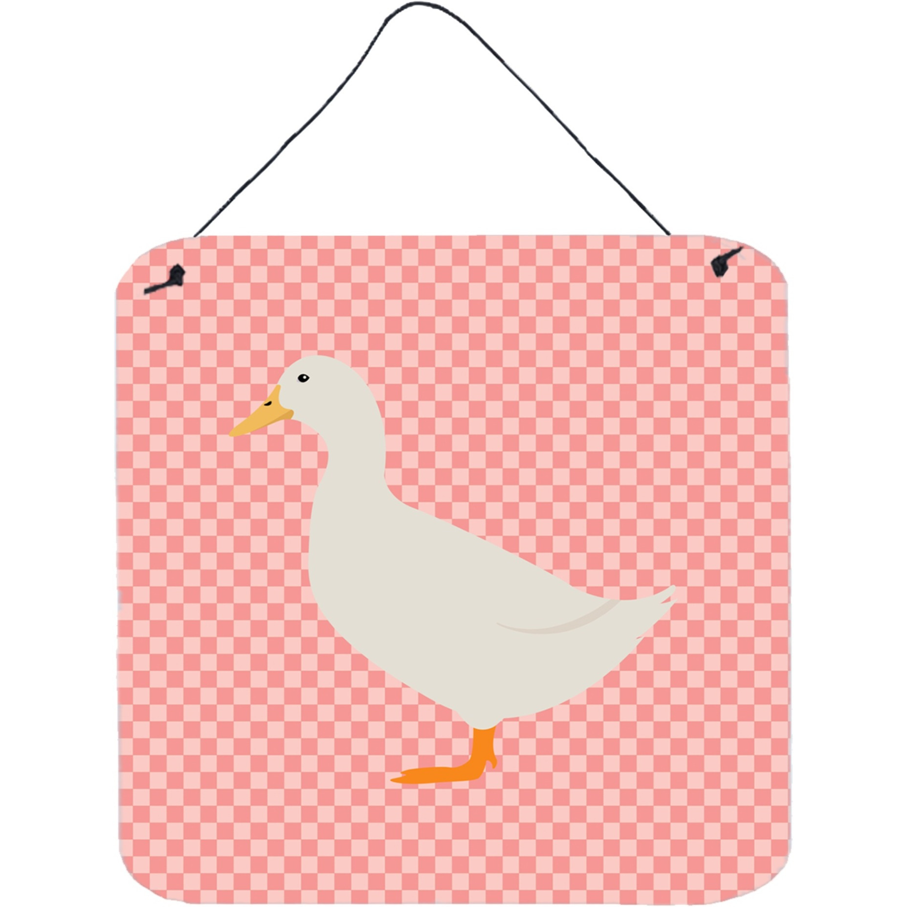 &quotCaroline's Treasures Pink American Pekin Duck Check Metal Print, 6"" H x 6"" W"