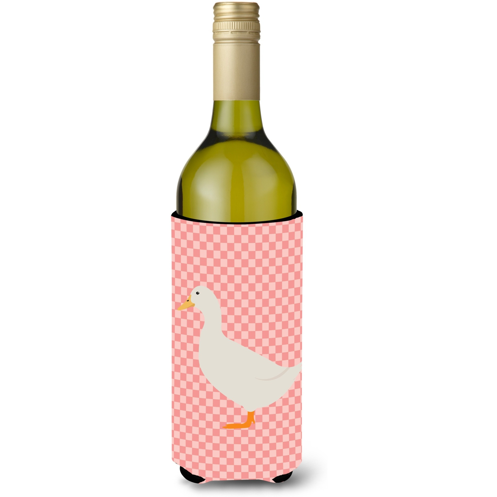 &quotCaroline's Treasures American Pekin Duck Pink Check Decorative Bottle Hugger, 750 ml, Multicolor"