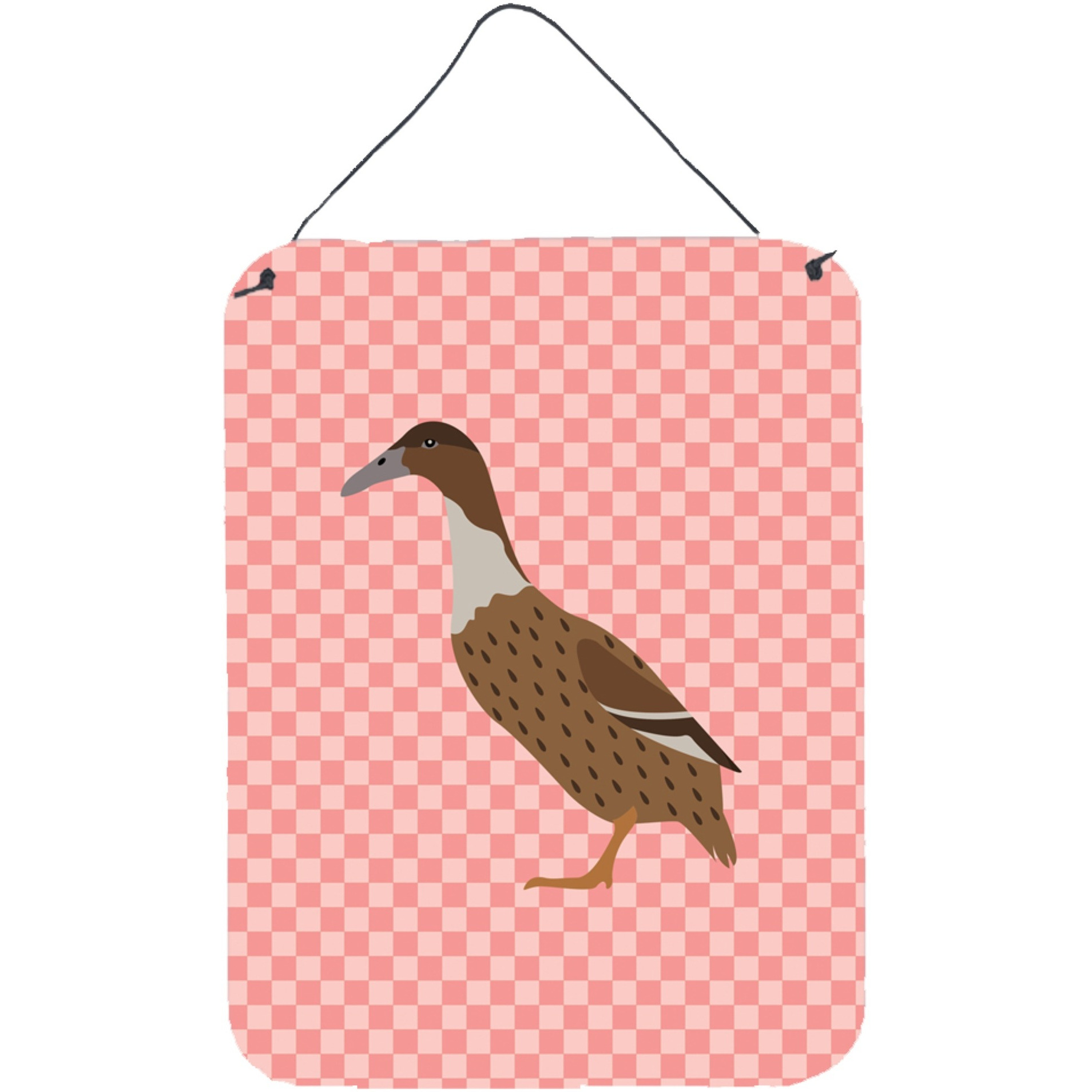 &quotCaroline's Treasures Dutch Hook Bill Duck Pink Check Metal Print, 16hx12w, Multicolor"
