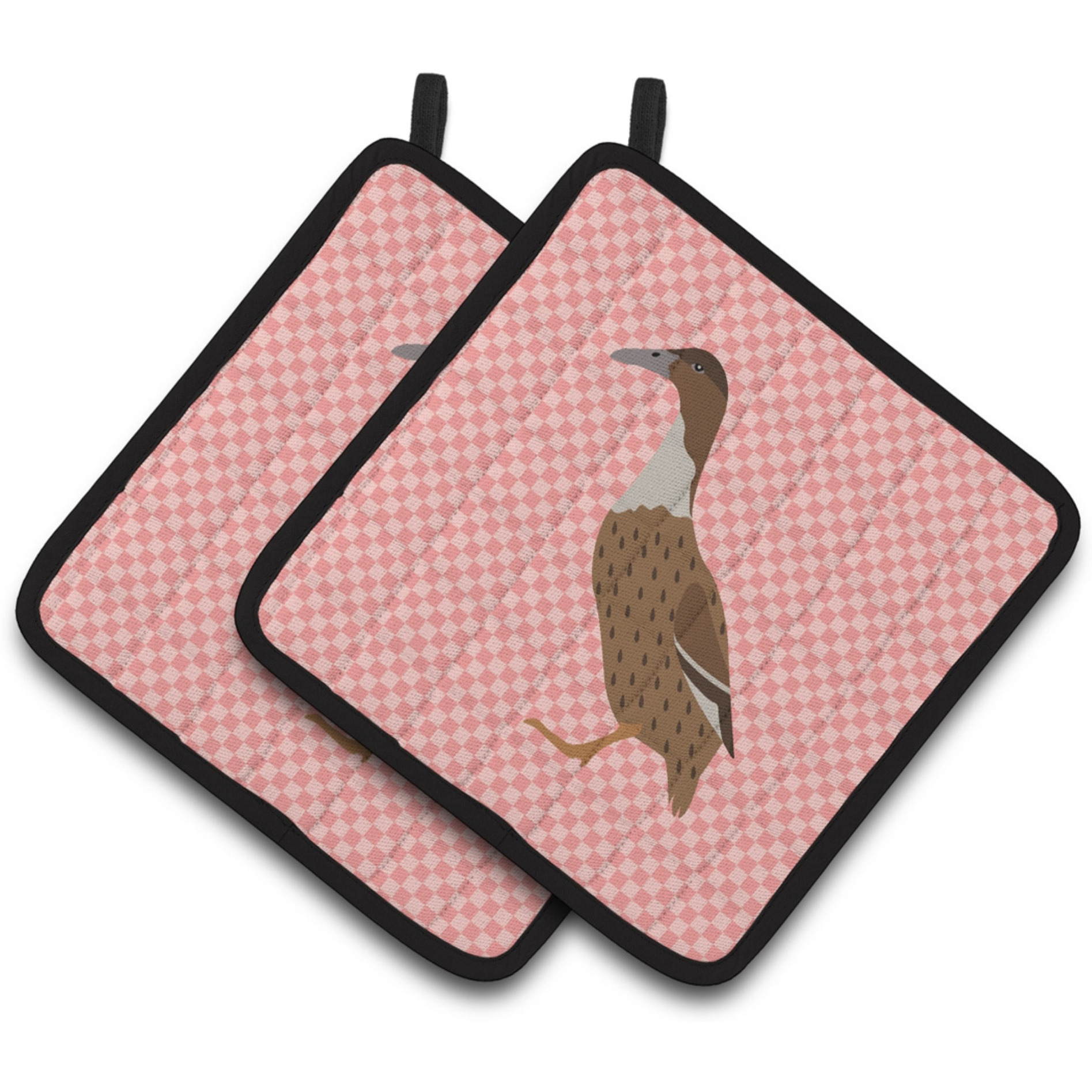 &quotCaroline's Treasures Dutch Hook Bill Duck Pink Check Decorated Pot Holder, 7.5"" x 7.5"""