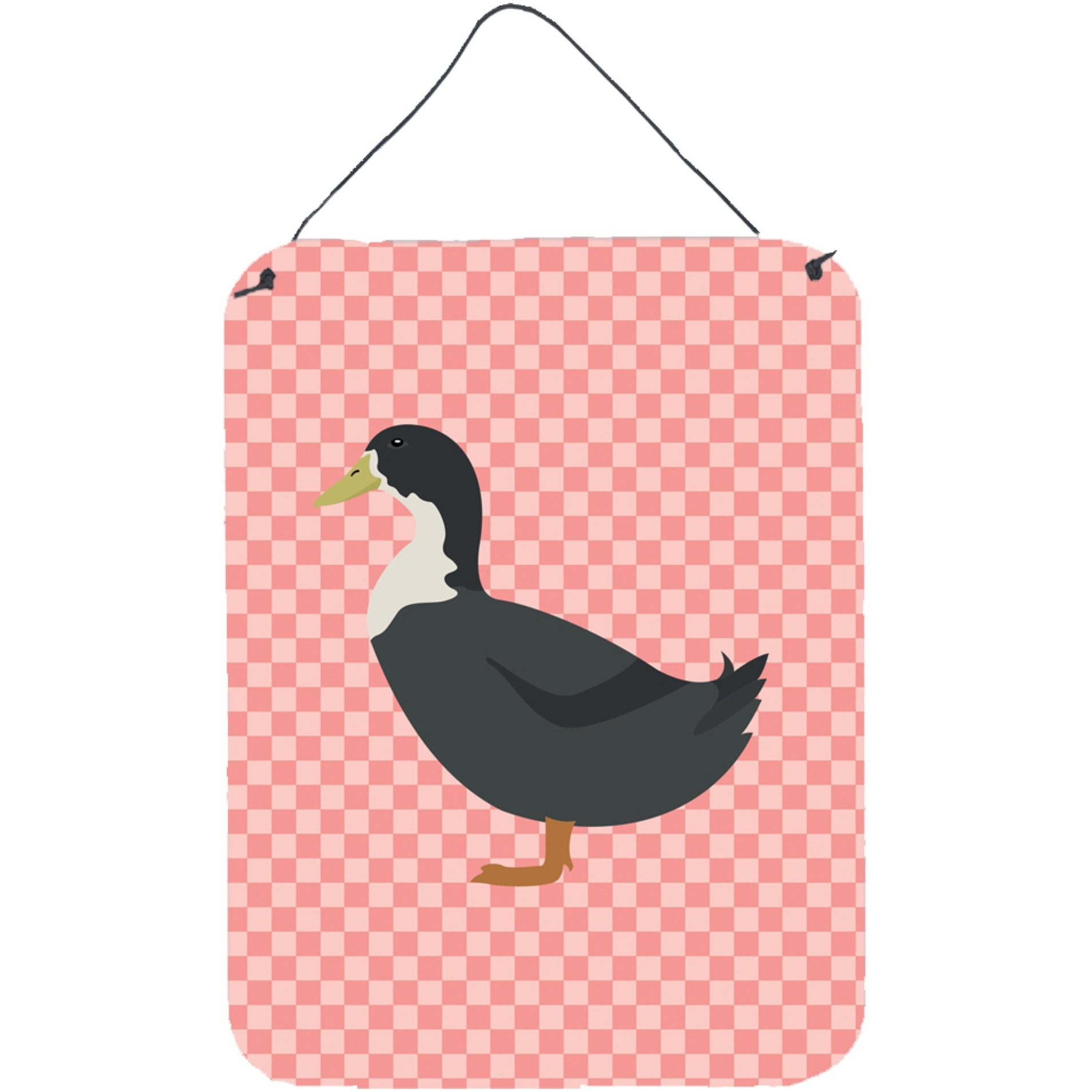 &quotCaroline's Treasures Blue Swedish Duck Pink Check Metal Print, 16hx12w, Multicolor"