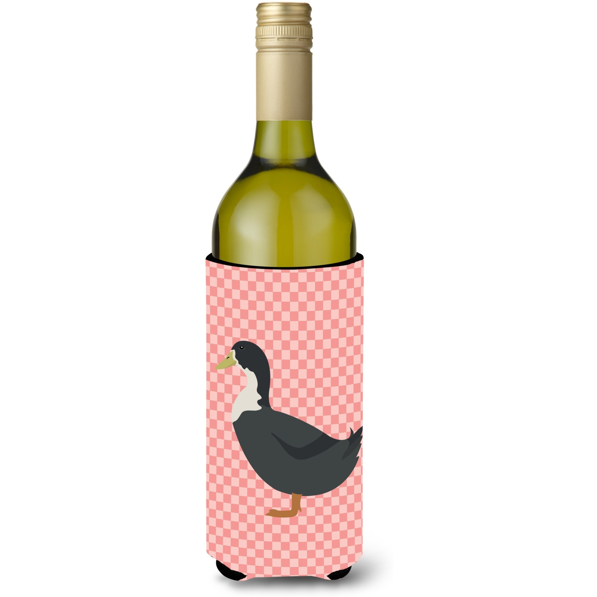 &quotCaroline's Treasures Blue Swedish Duck Pink Check Decorative Bottle Hugger, 750 ml, Multicolor"
