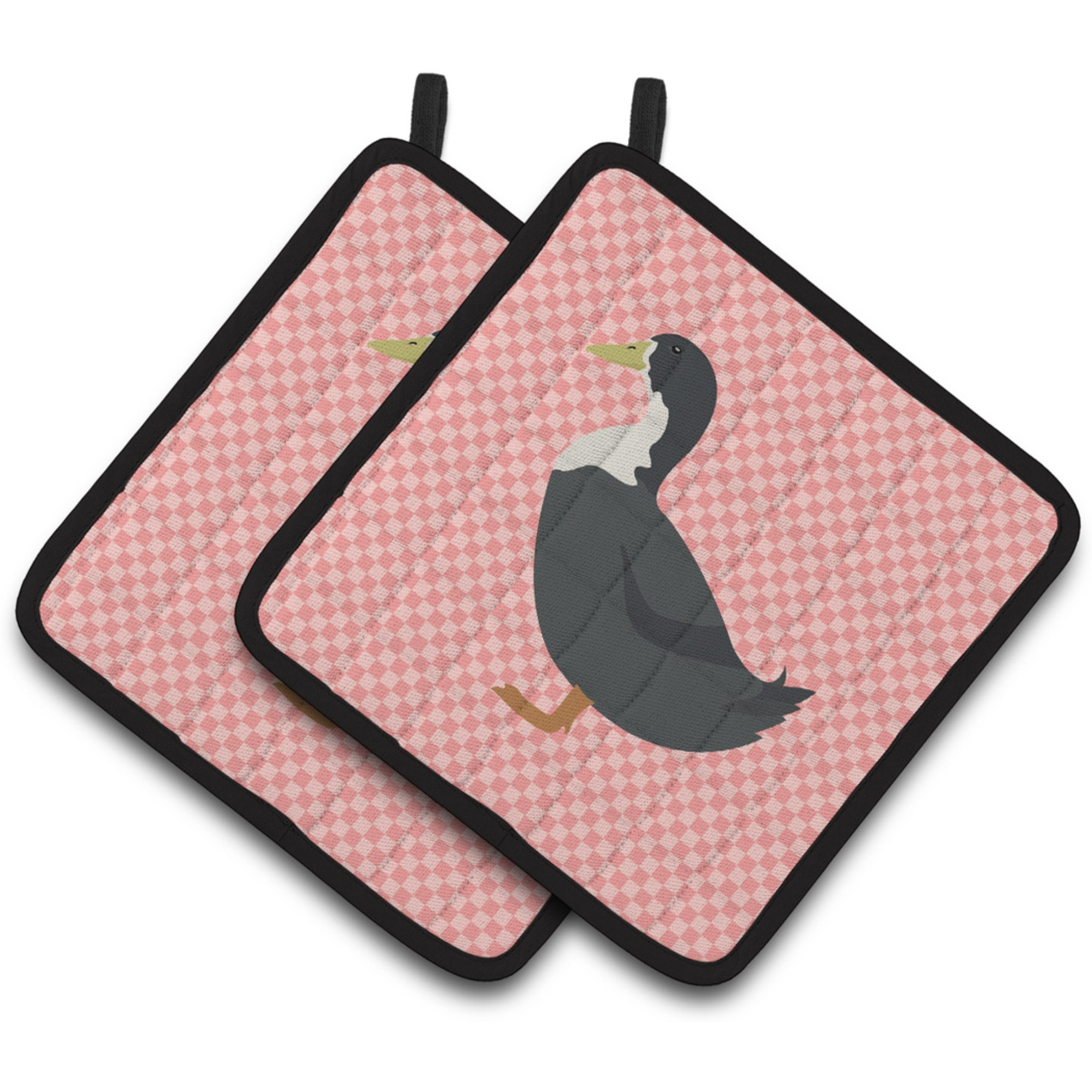 &quotCaroline's Treasures Blue Swedish Duck Pink Check Decorated Pot Holder, 7.5"" x 7.5"""