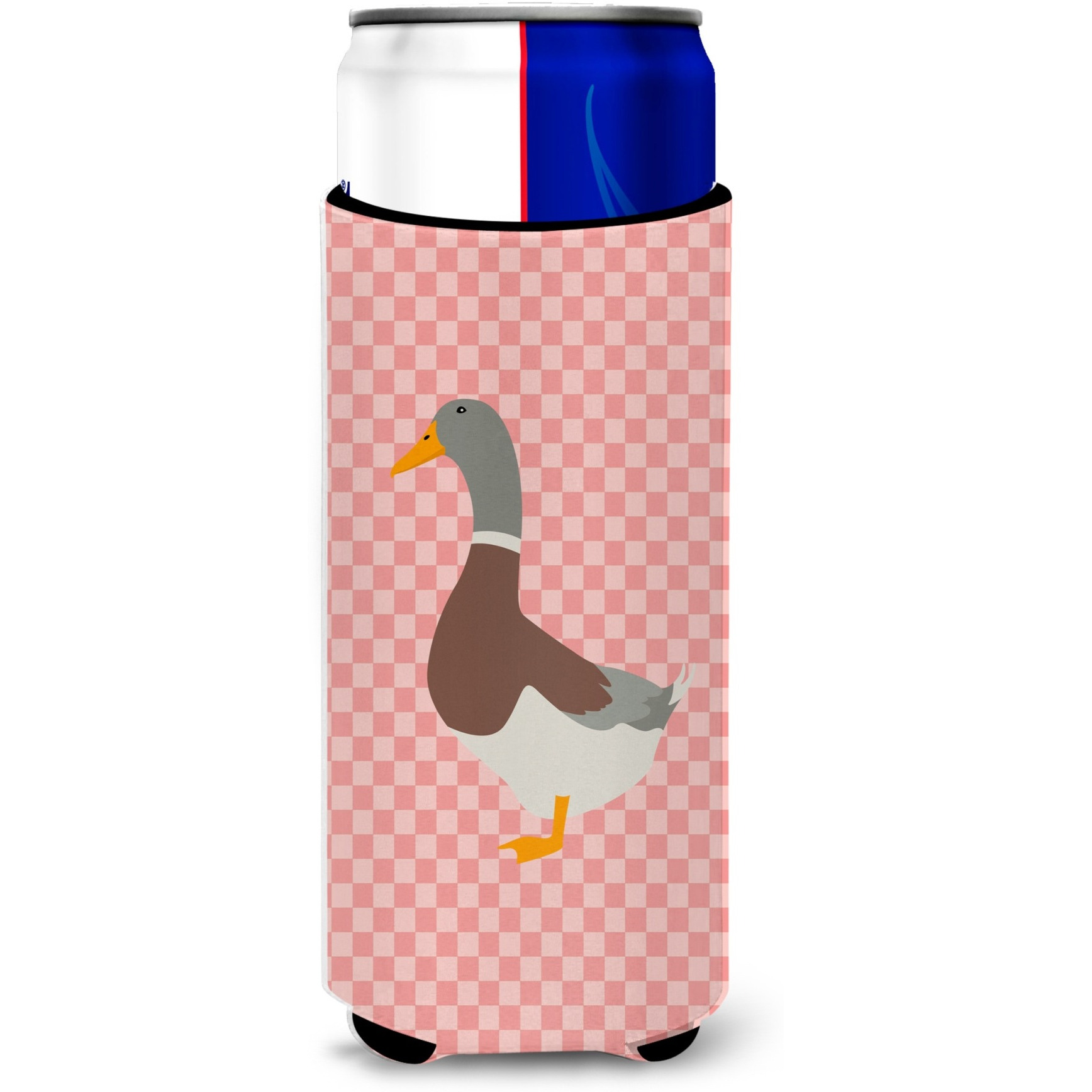 &quotCaroline's Treasures Saxony Sachsenente Duck Pink Check Decorative Can Hugger, Slim, Multicolor"