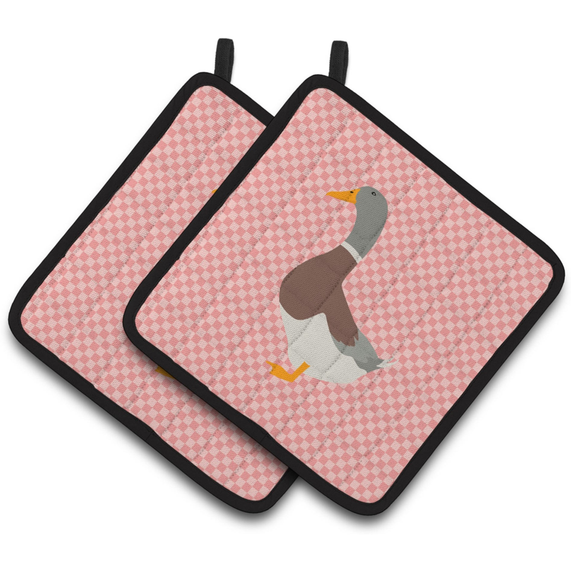 &quotCaroline's Treasures Saxony Sachsenente Duck Pink Check Decorated Pot Holder, 7.5"" x 7.5"""