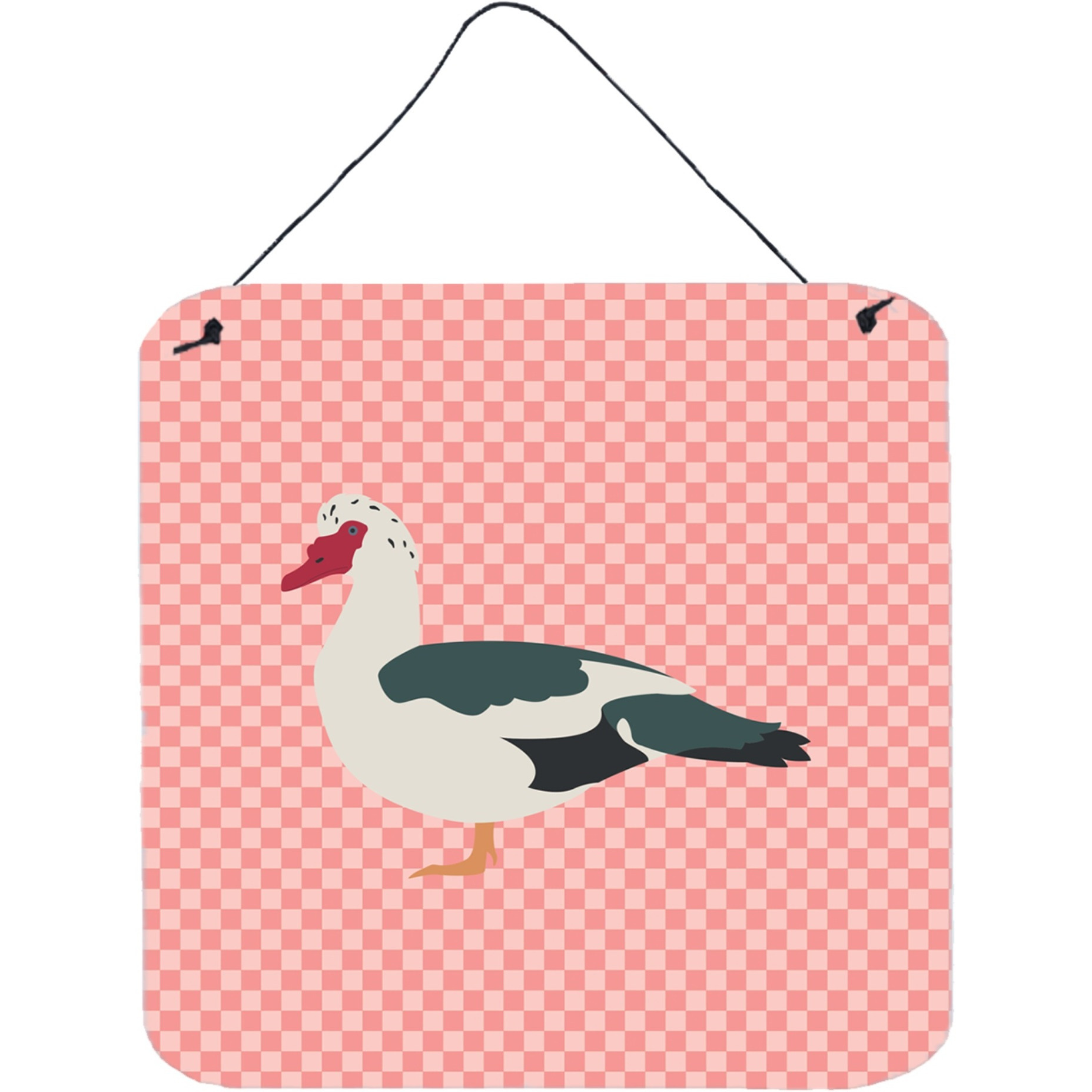 &quotCaroline's Treasures Pink Muscovy Duck Check Metal Print, 6"" H x 6"" W"
