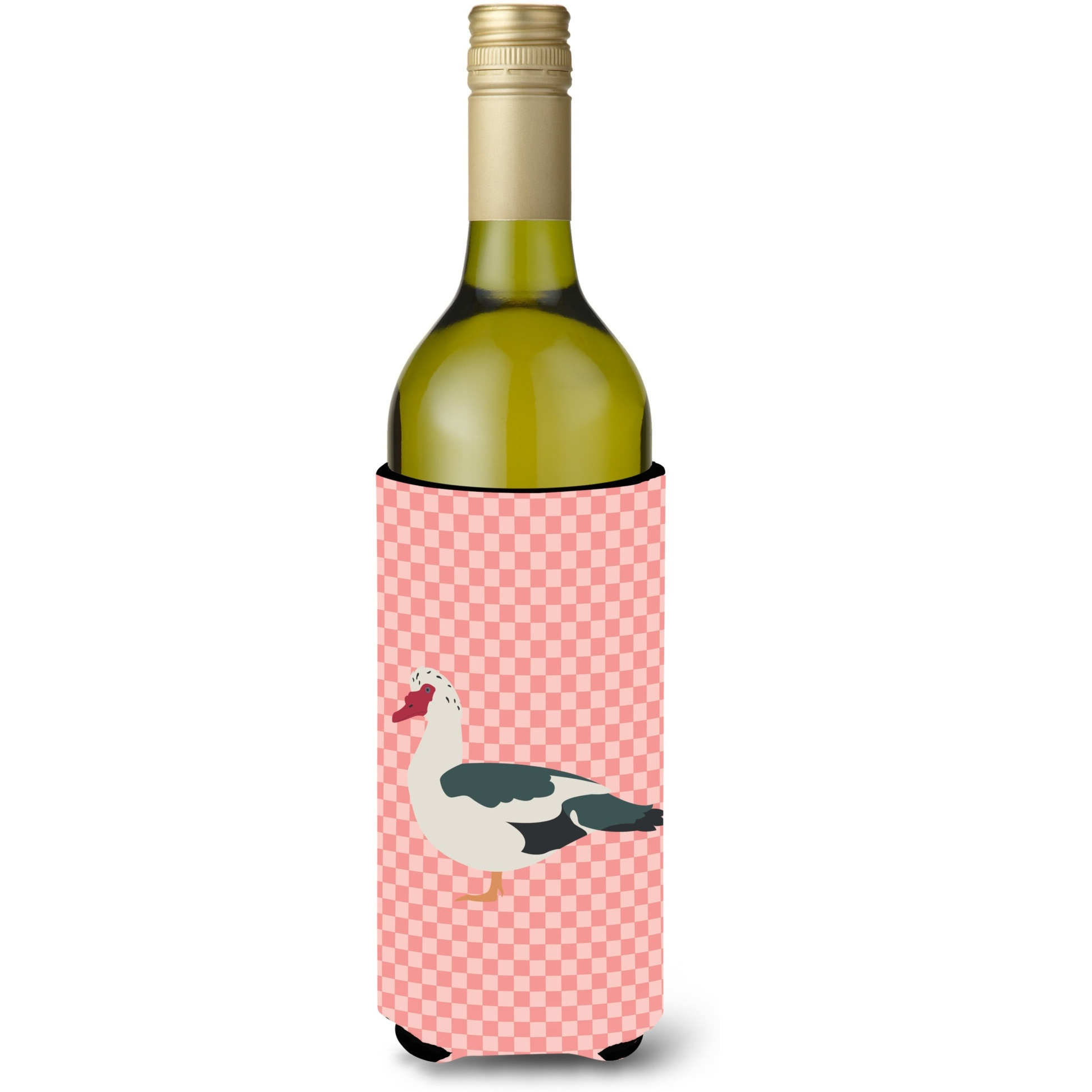 &quotCaroline's Treasures Muscovy Duck Pink Check Decorative Bottle Hugger, 750 ml, Multicolor"