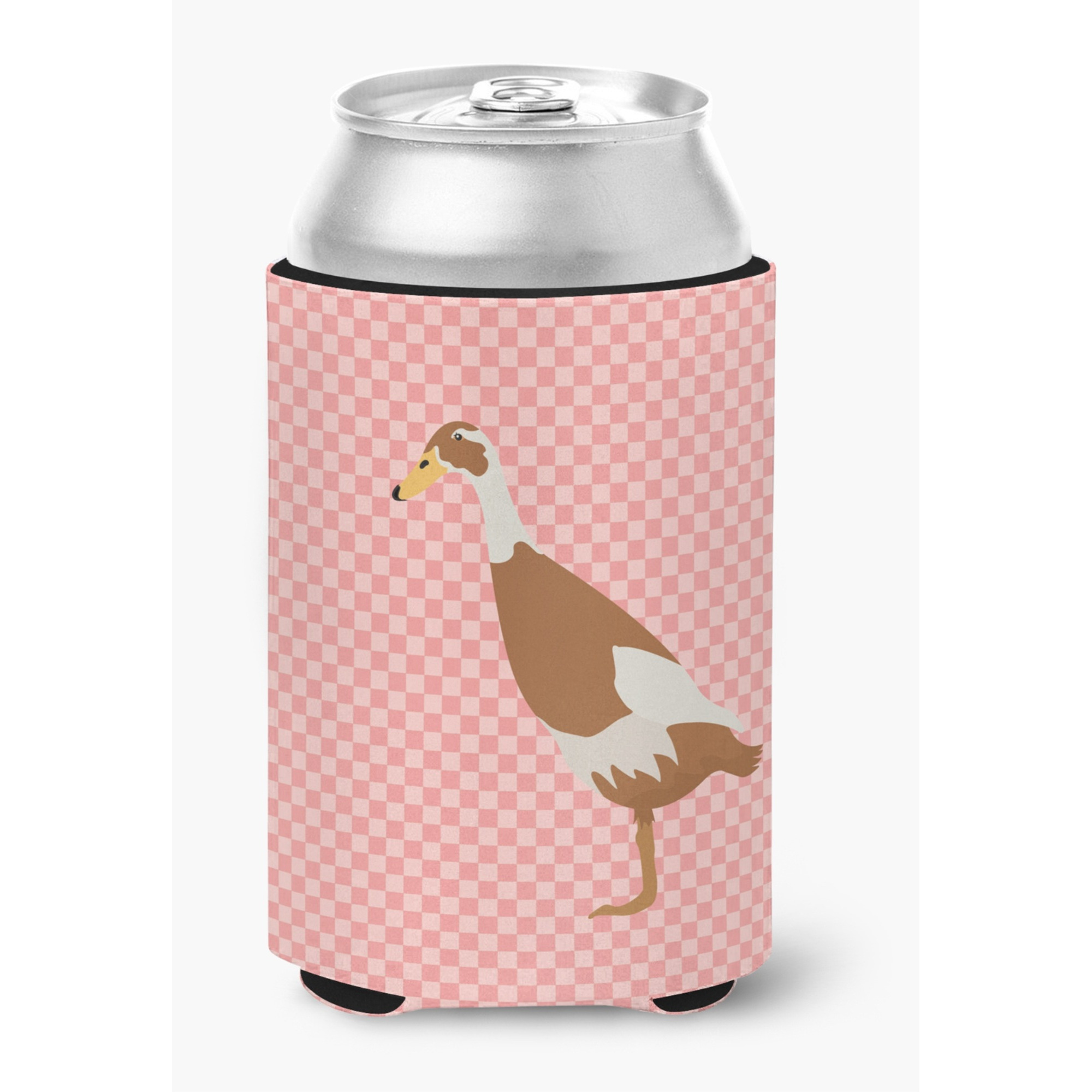 &quotCaroline's Treasures Indian Runner Duck Pink Check Decorative Can Hugger, Multicolor"