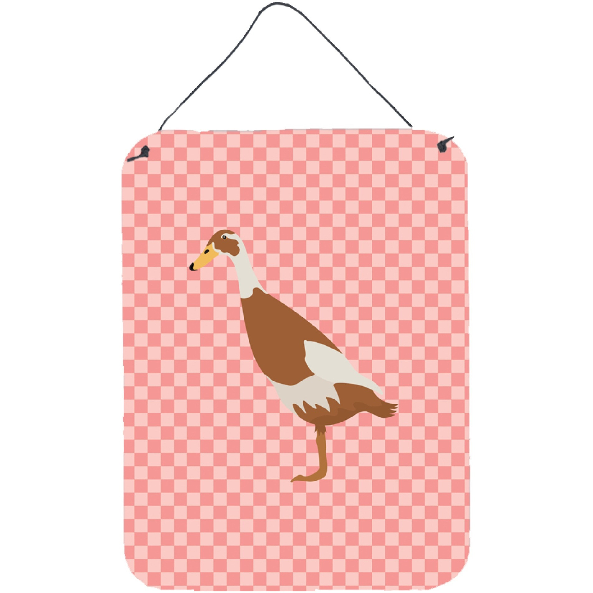 &quotCaroline's Treasures Indian Runner Duck Pink Check Metal Print, 16hx12w, Multicolor"
