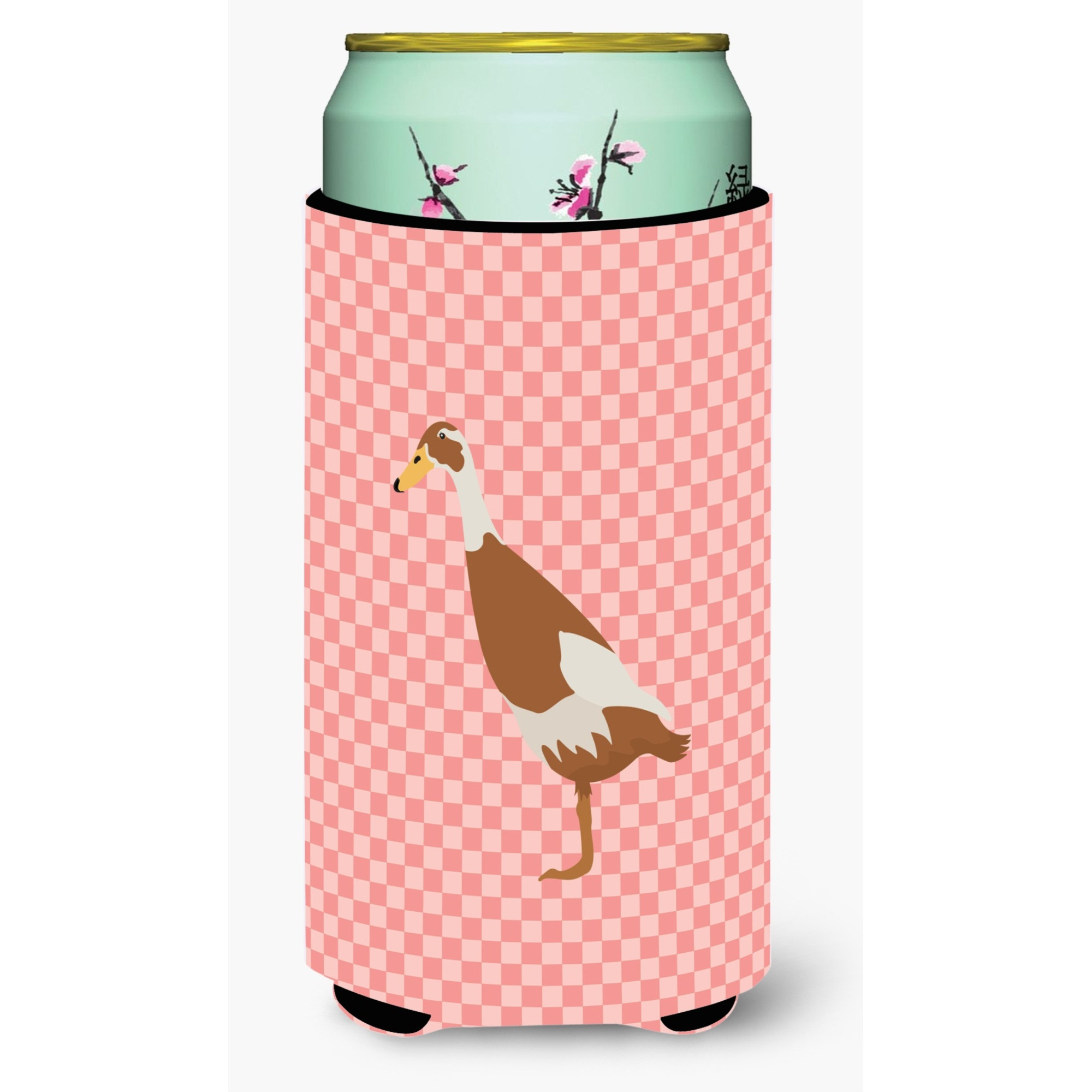 &quotCaroline's Treasures Indian Runner Duck Pink Check Decorative Can Hugger, Tall Boy, Multicolor"