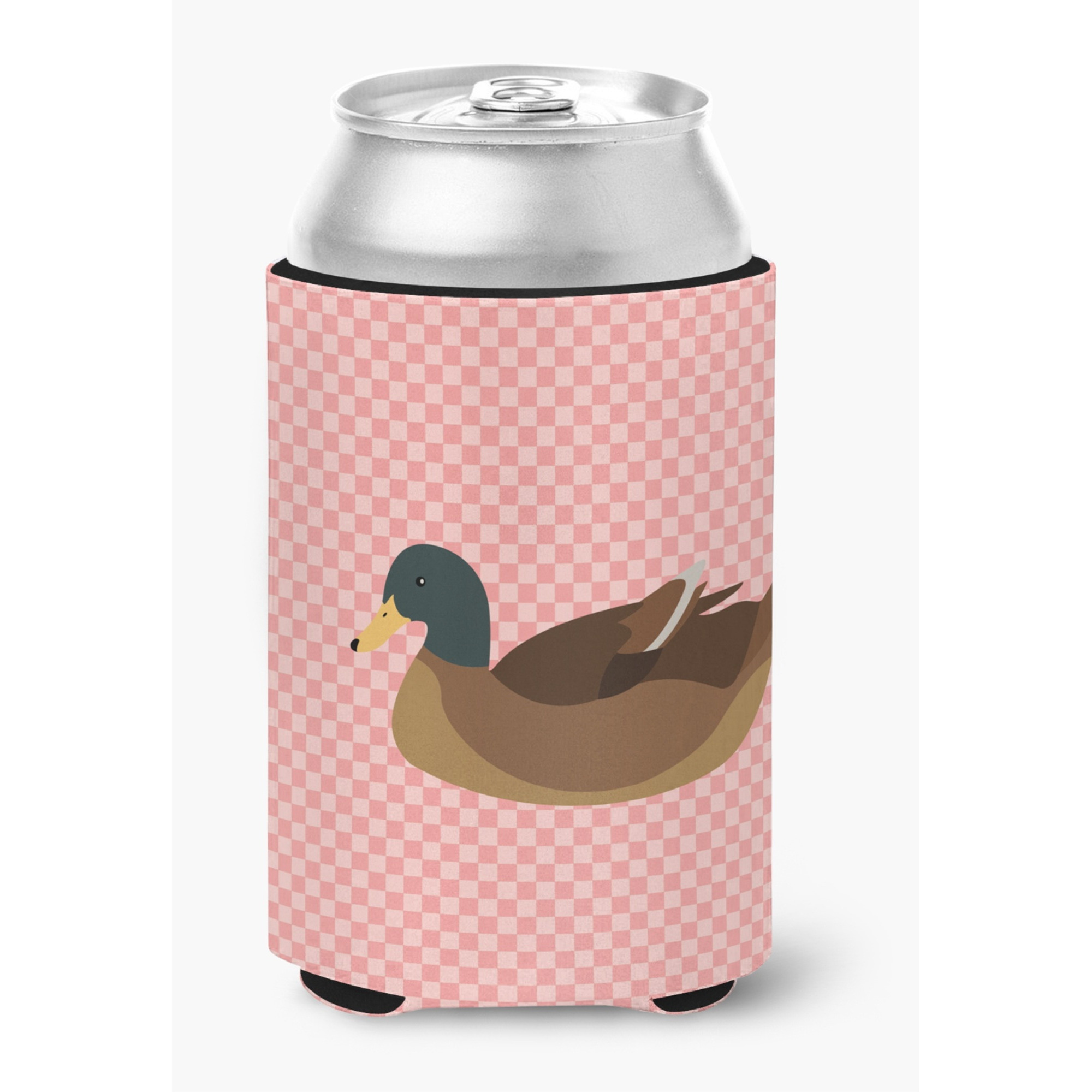 &quotCaroline's Treasures Khaki Campbell Duck Pink Check Decorative Can Hugger, Multicolor"