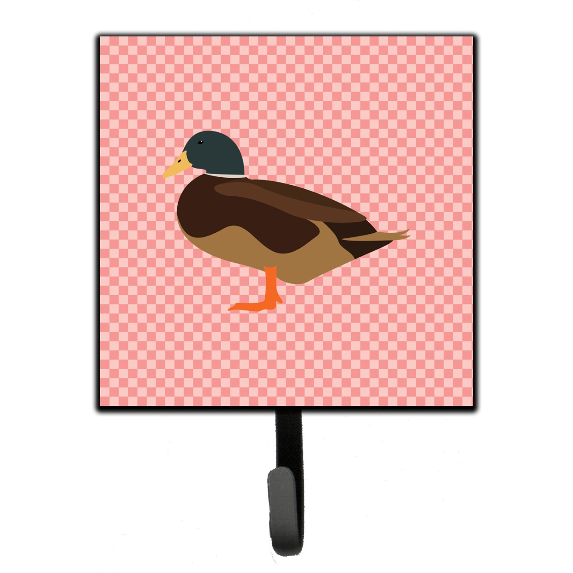 &quotCaroline's Treasures Silver Bantam Duck Pink Check Wall Hook, Small, Multicolor"
