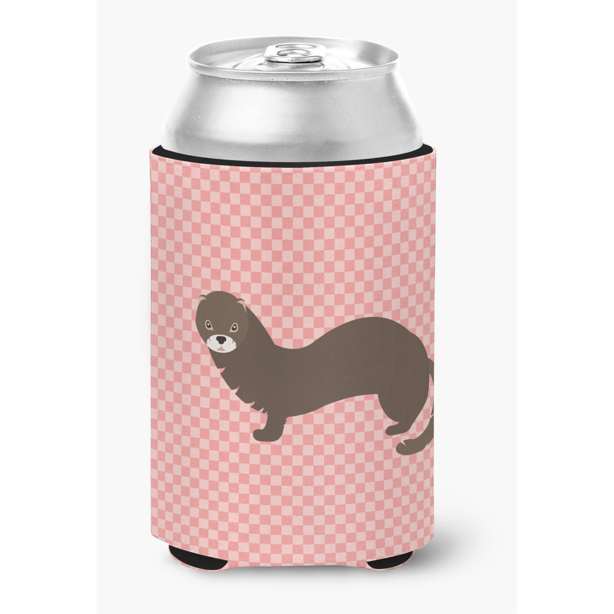 &quotCaroline's Treasures Russian or European Mink Pink Check Decorative Can Hugger, Multicolor"