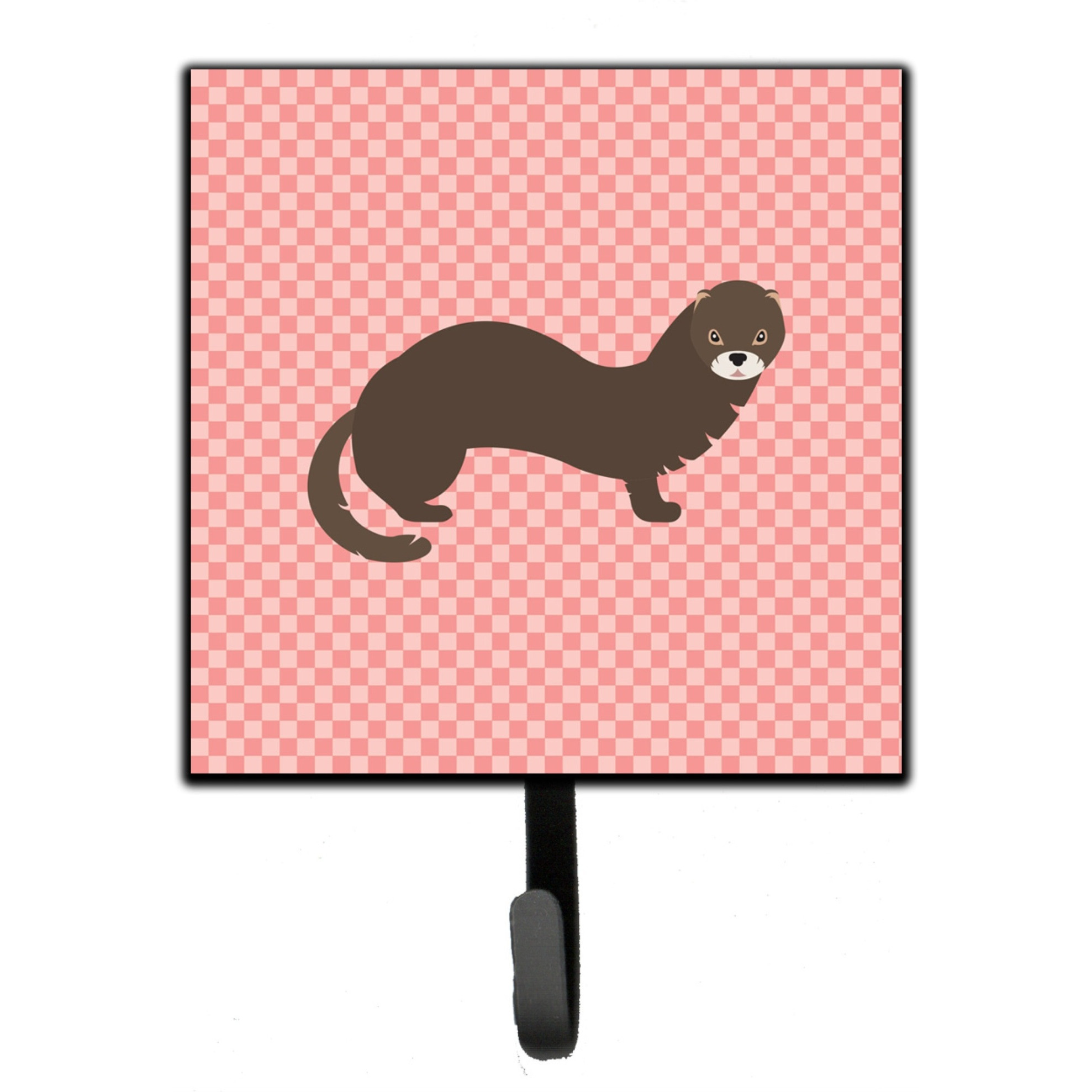 &quotCaroline's Treasures Russian or European Mink Pink Check Wall Hook, Small, Multicolor"