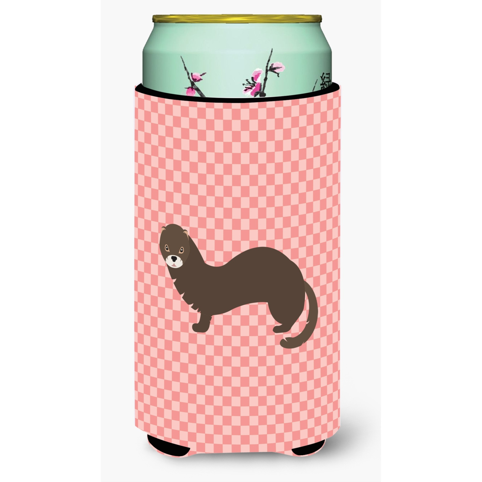 &quotCaroline's Treasures Russian or European Mink Pink Check Decorative Can Hugger, Tall Boy, Multicolor"