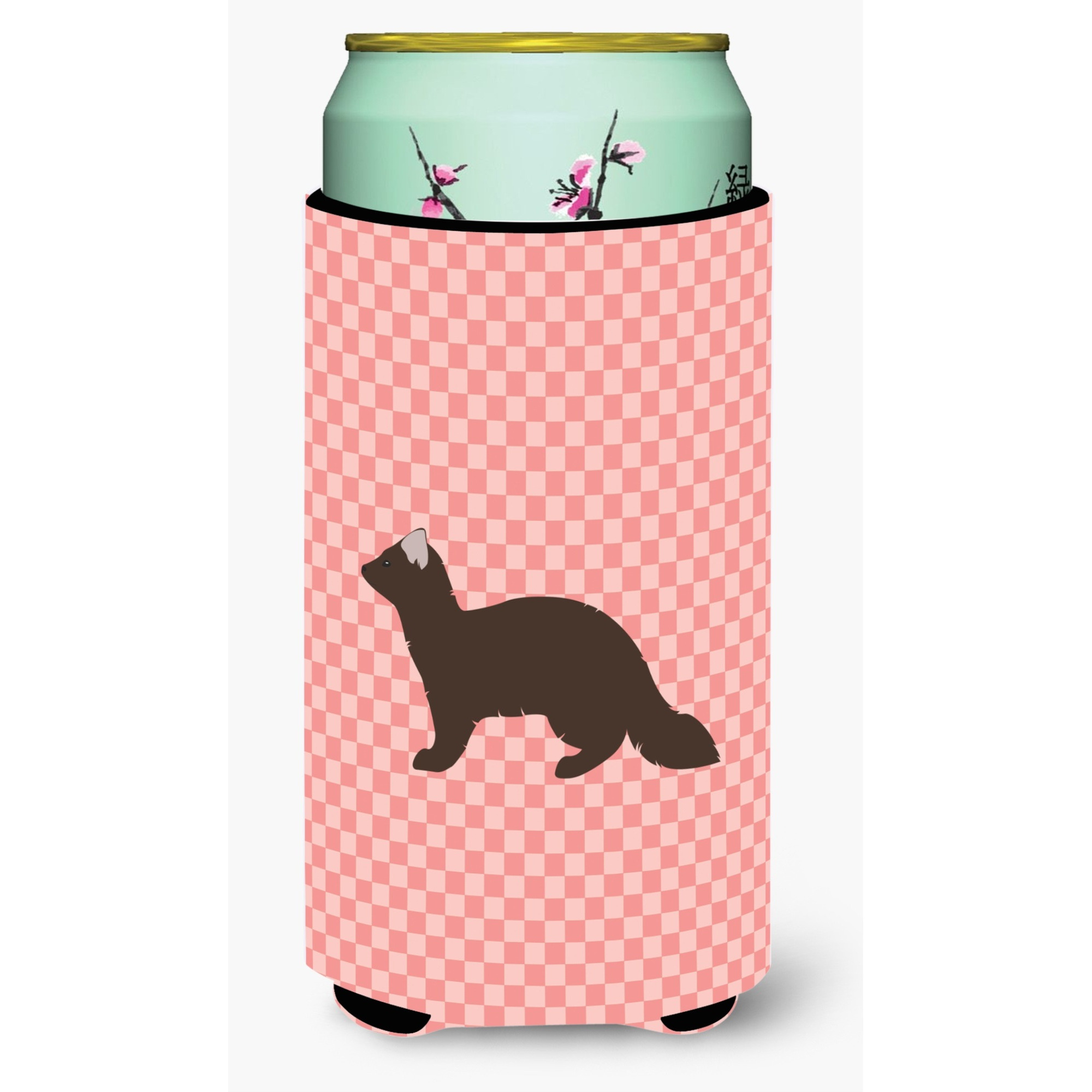 &quotCaroline's Treasures Sable Marten Pink Check Decorative Can Hugger, Tall Boy, Multicolor"