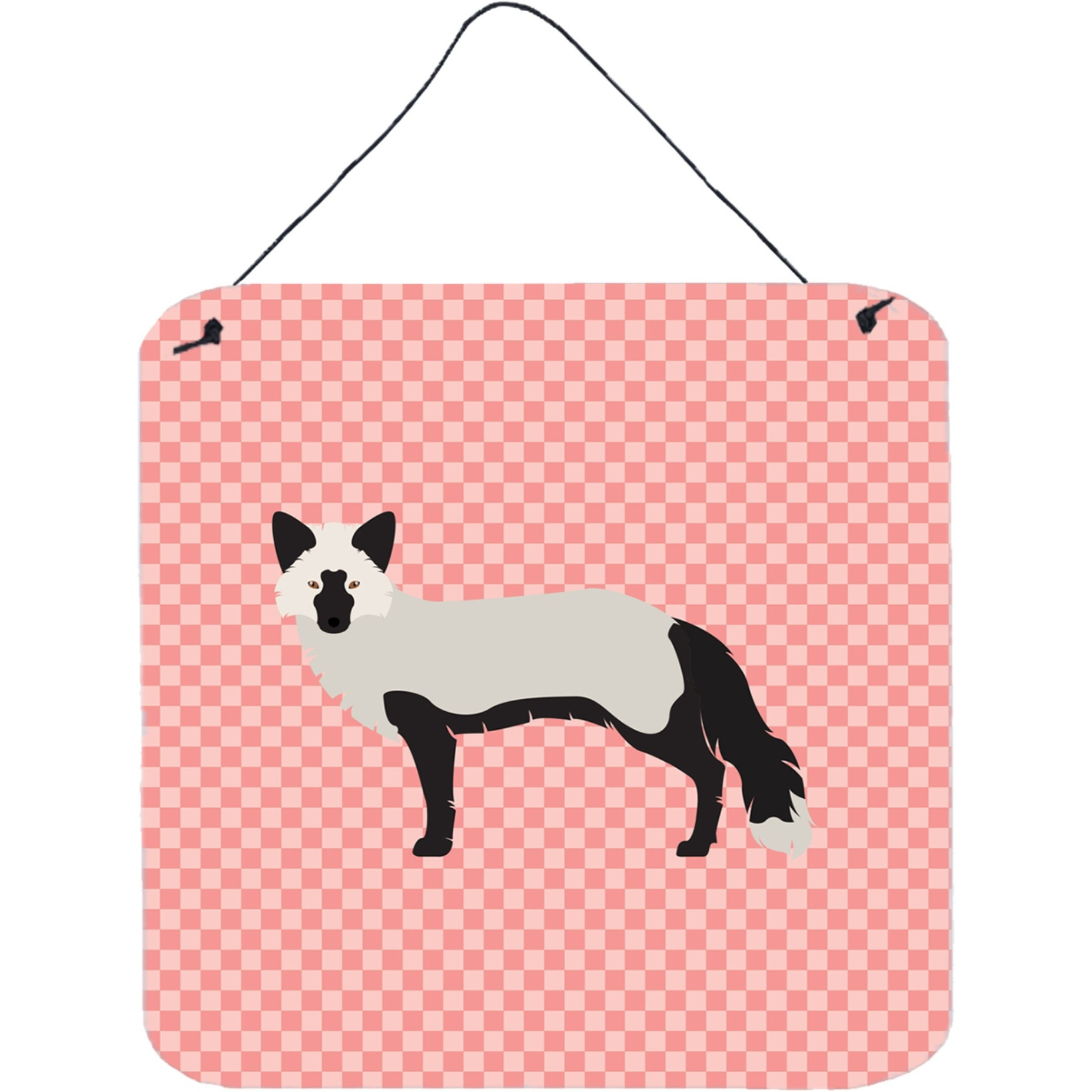 &quotCaroline's Treasures Pink Silver Fox Check Metal Print, 6"" H x 6"" W"