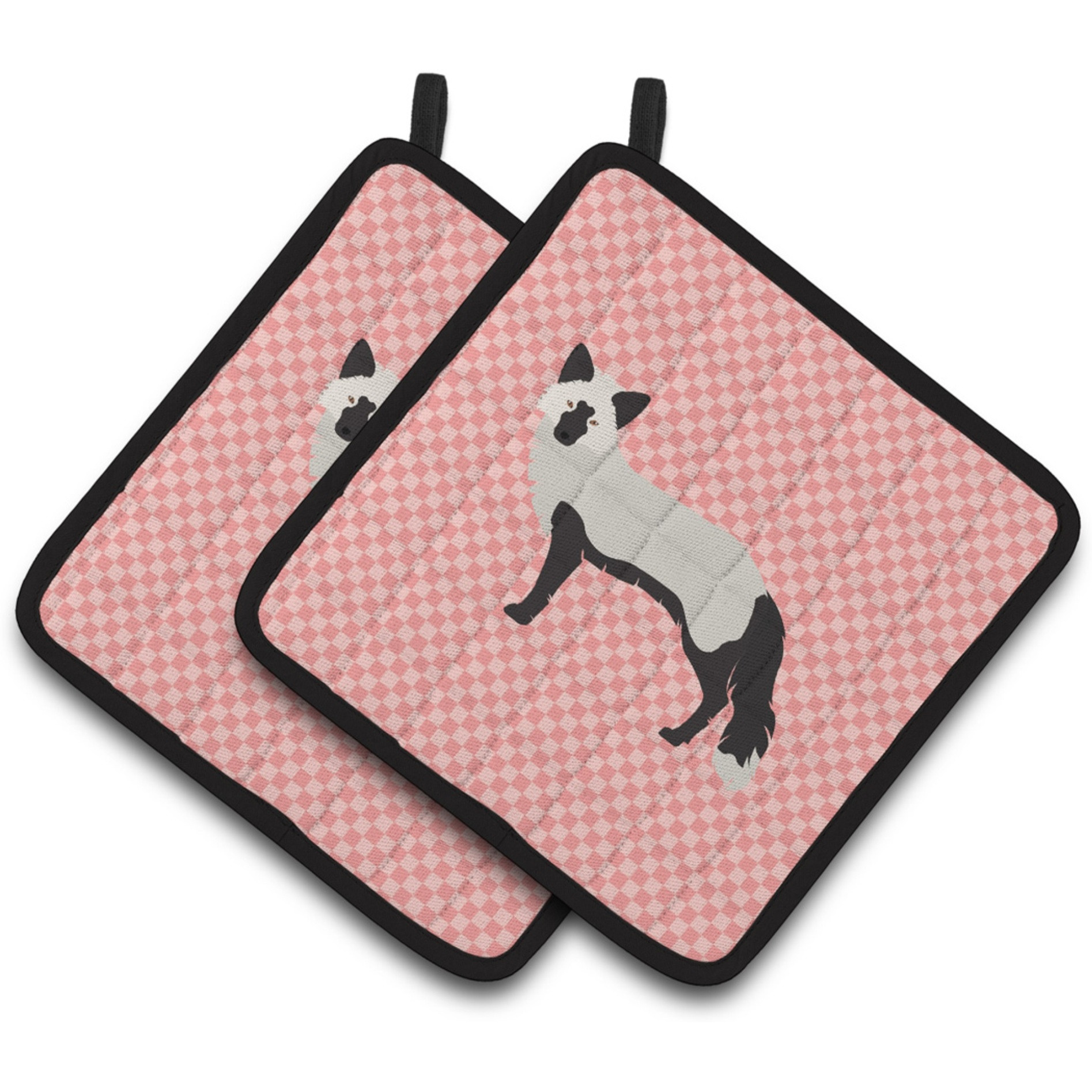 &quotCaroline's Treasures Silver Fox Pink Check Decorated Pot Holder, 7.5"" x 7.5"""