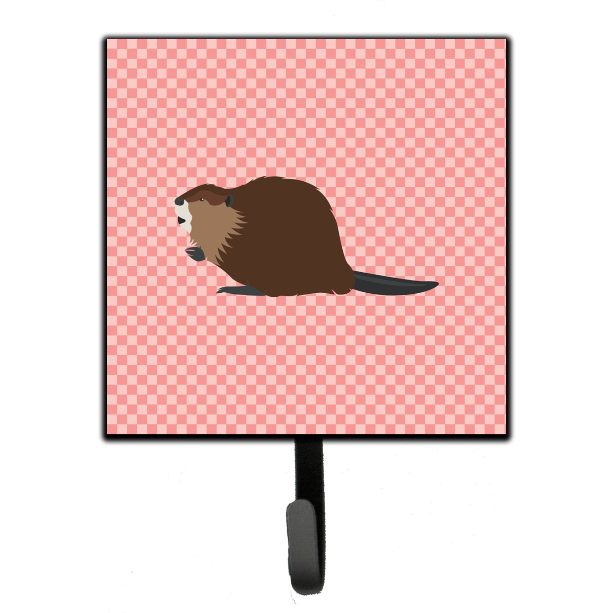 &quotCaroline's Treasures Eurasian Beaver Pink Check Wall Hook, Small, Multicolor"