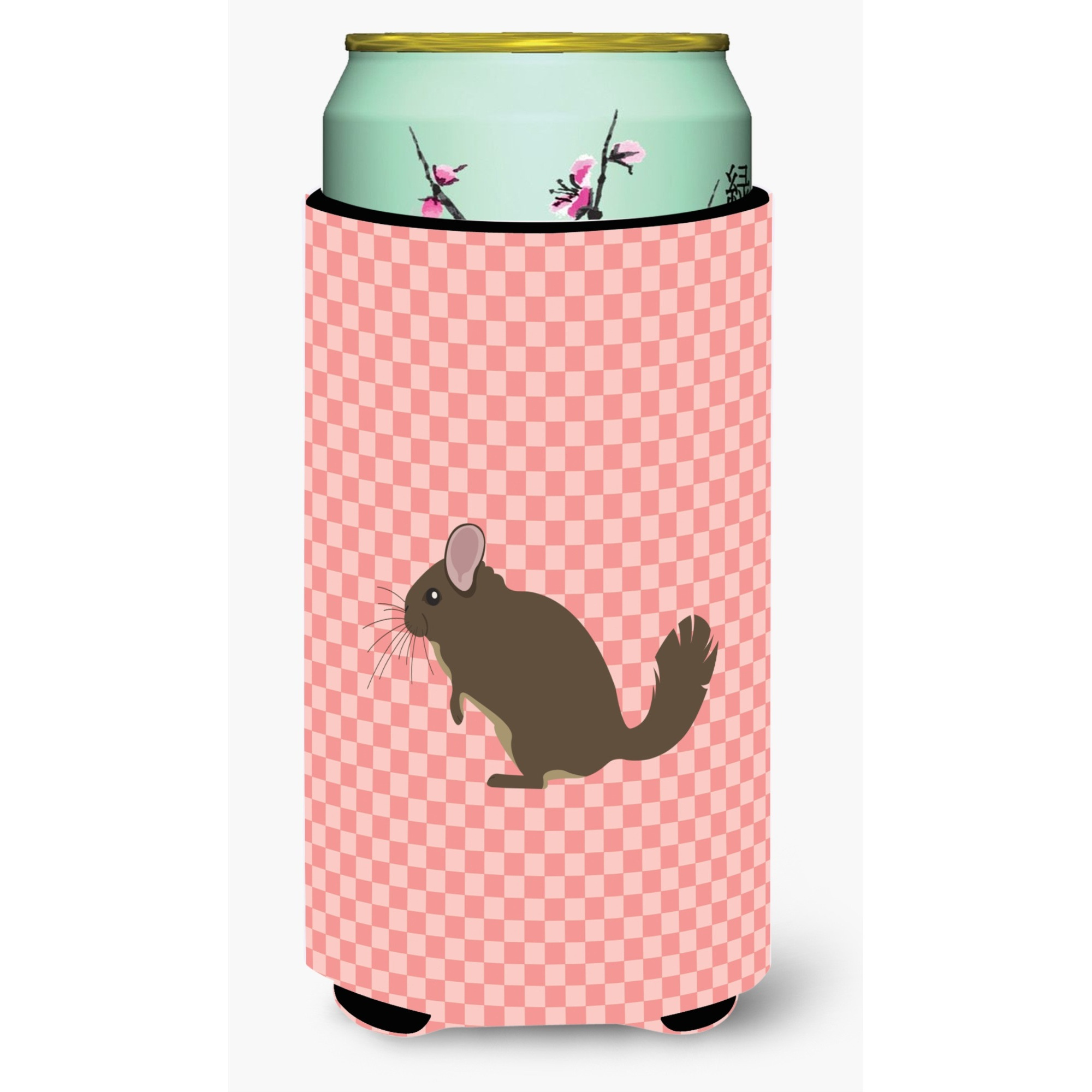 &quotCaroline's Treasures Chinchilla Pink Check Decorative Can Hugger, Tall Boy, Multicolor"