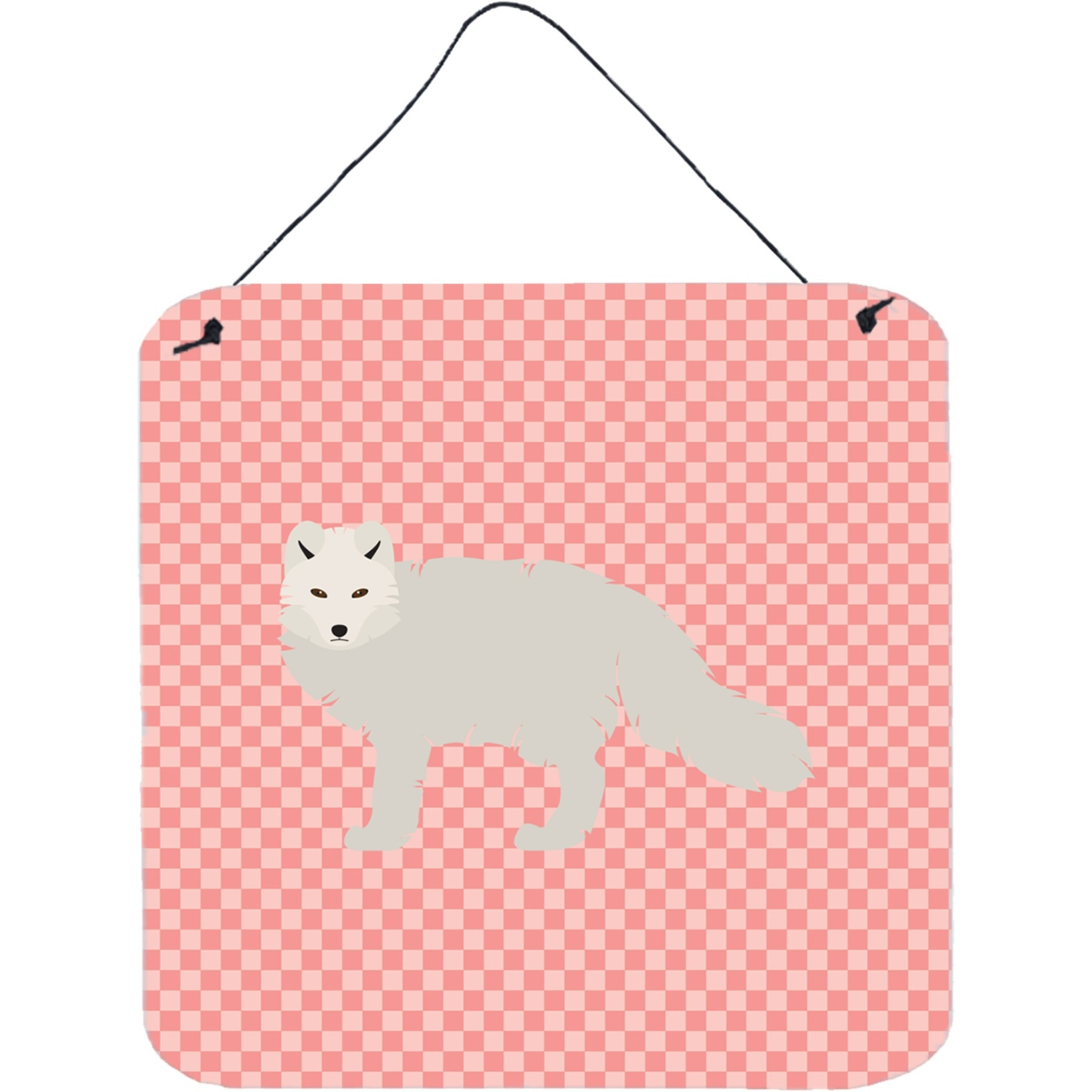 &quotCaroline's Treasures Pink White Arctic Fox Check Metal Print, 6"" H x 6"" W"