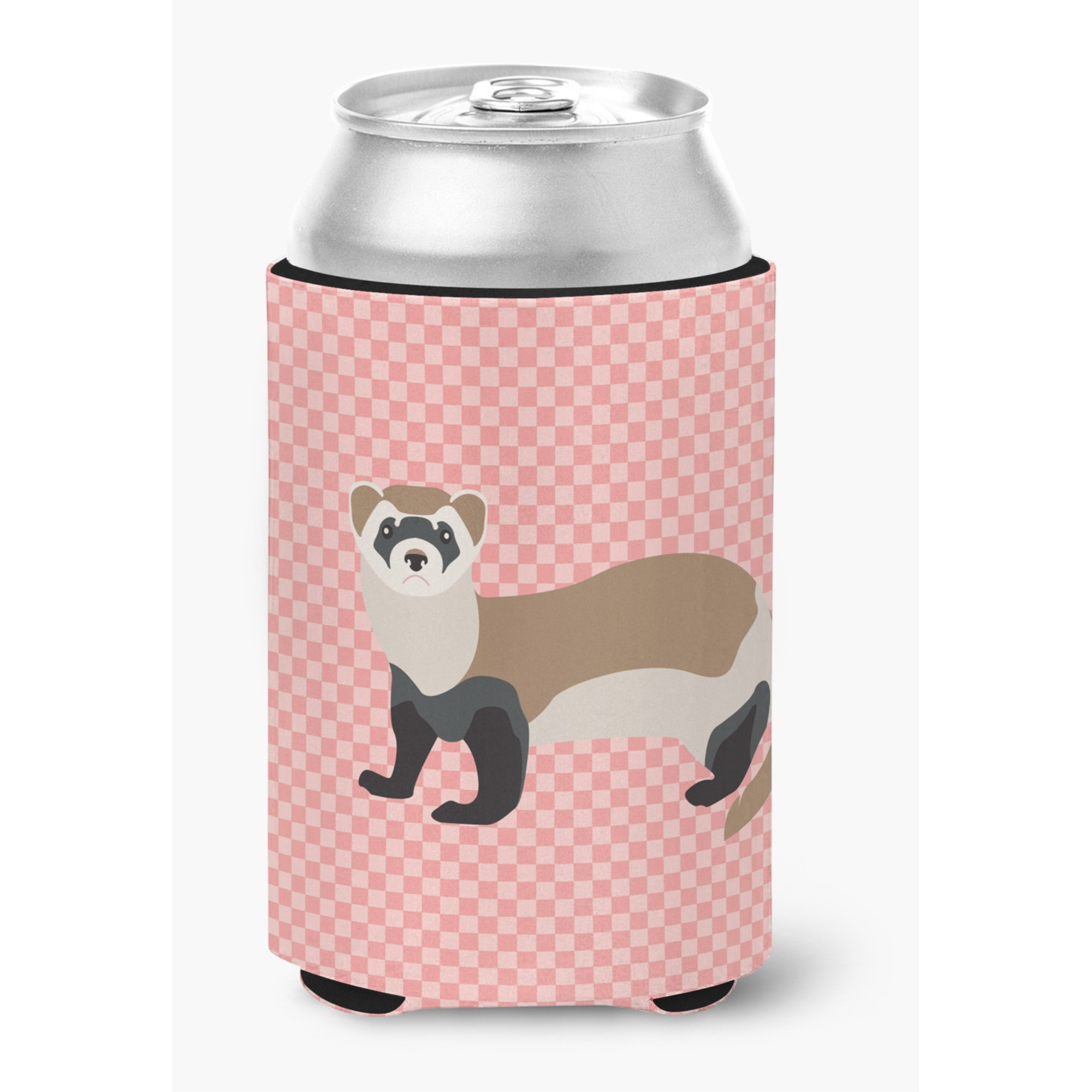 &quotCaroline's Treasures Ferret Pink Check Decorative Can Hugger, Multicolor"