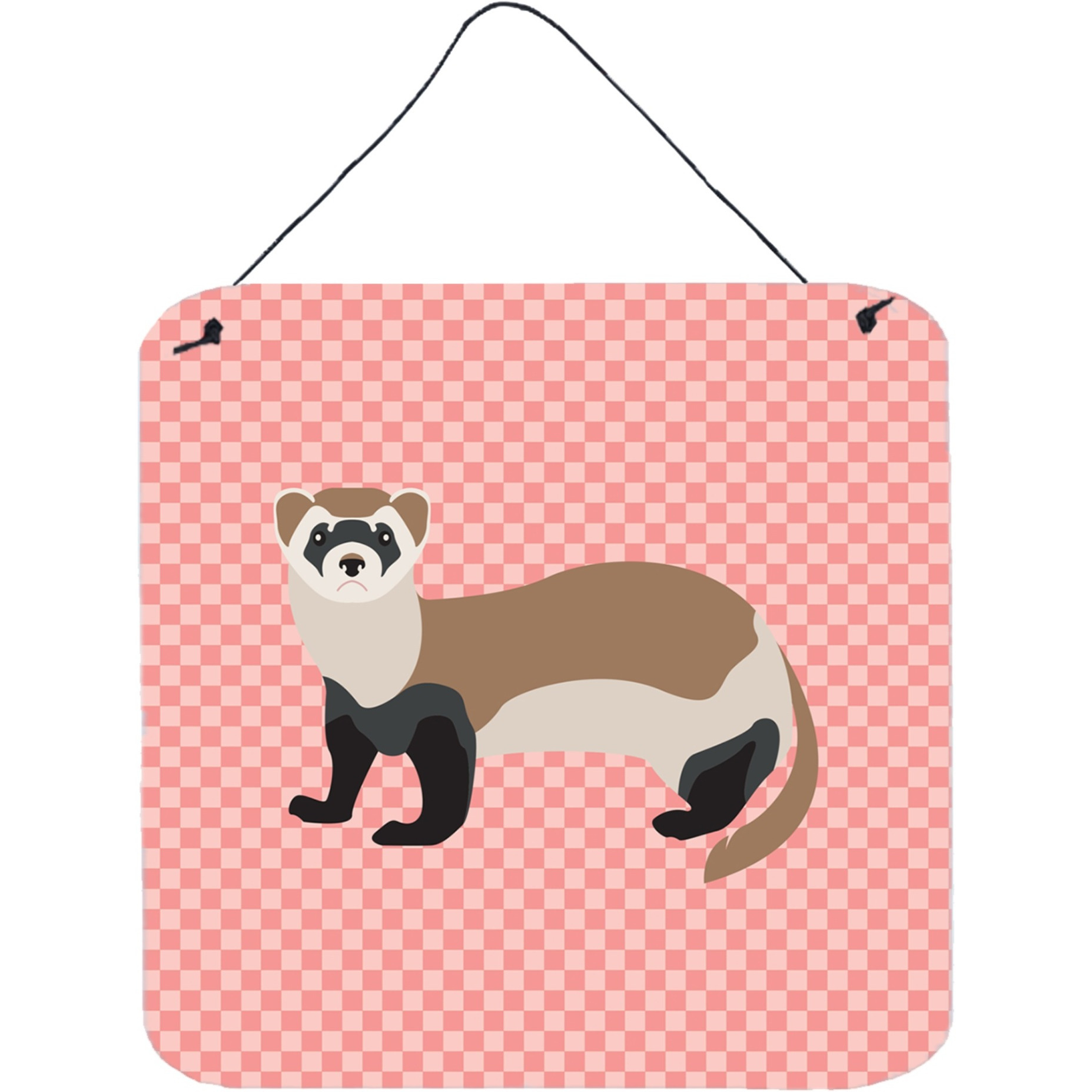 &quotCaroline's Treasures Pink Ferret Check Metal Print, 6"" H x 6"" W"