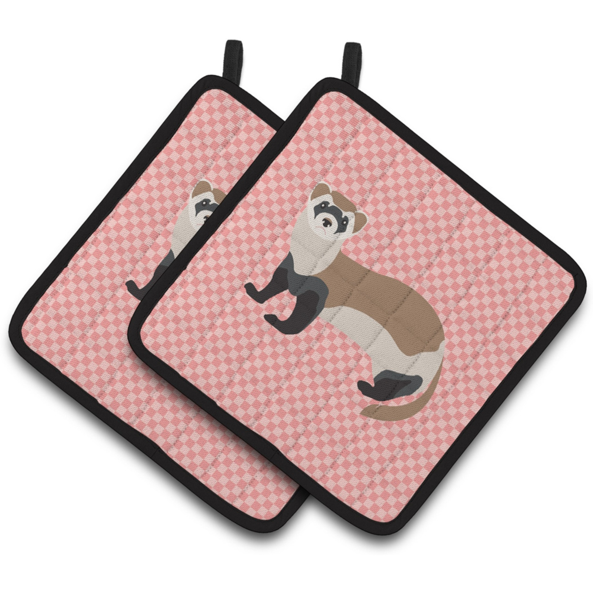 &quotCaroline's Treasures Ferret Pink Check Decorated Pot Holder, 7.5"" x 7.5"""