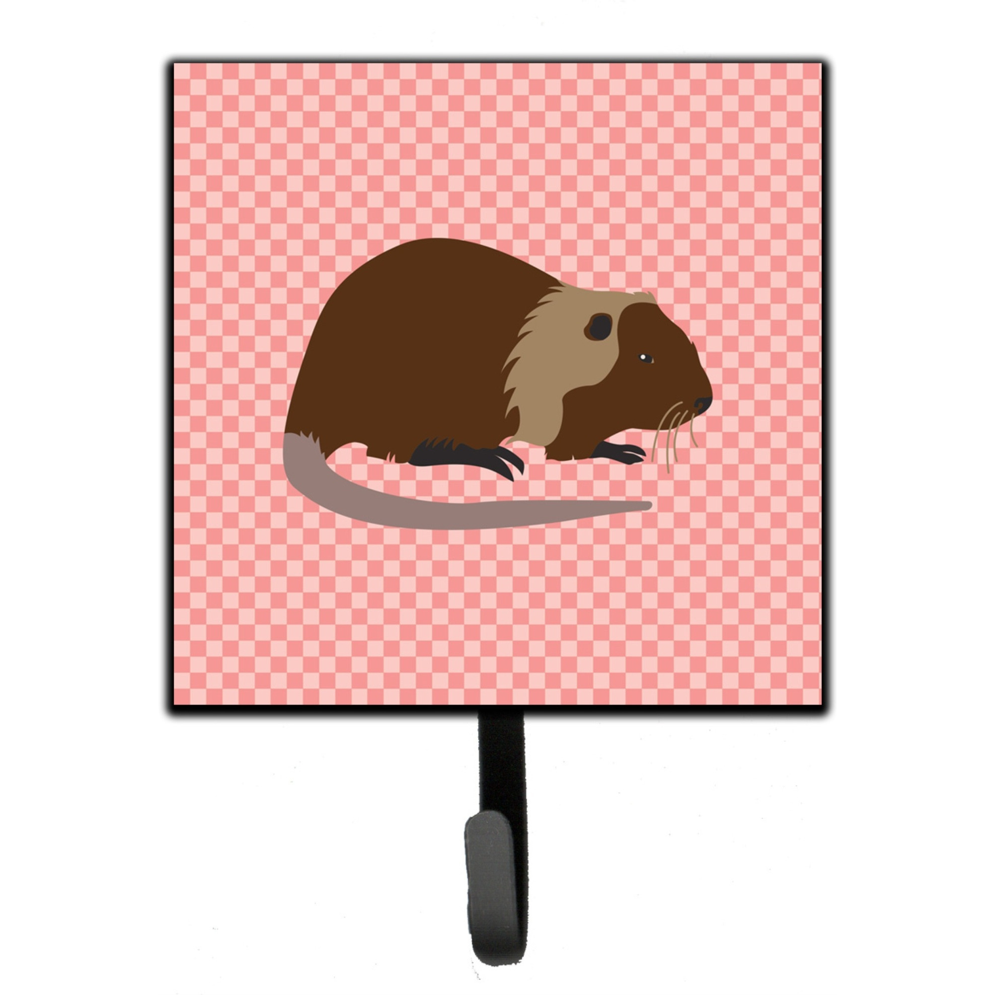 &quotCaroline's Treasures Coypu Nutria River Rat Pink Check Wall Hook, Small, Multicolor"