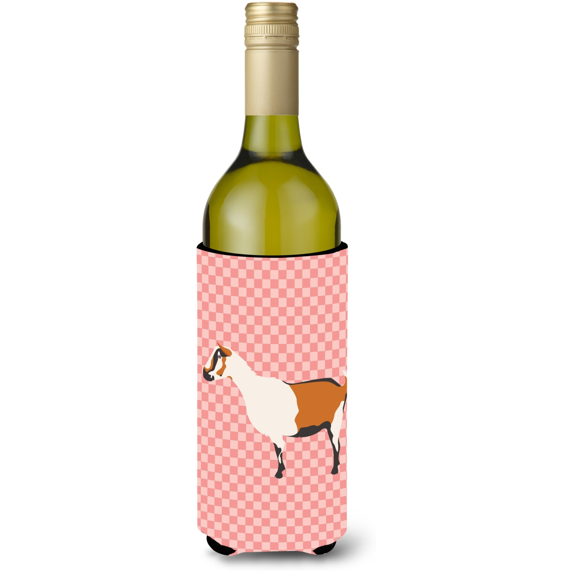 &quotCaroline's Treasures Alpine Goat Pink Check Decorative Bottle Hugger, 750 ml, Multicolor"