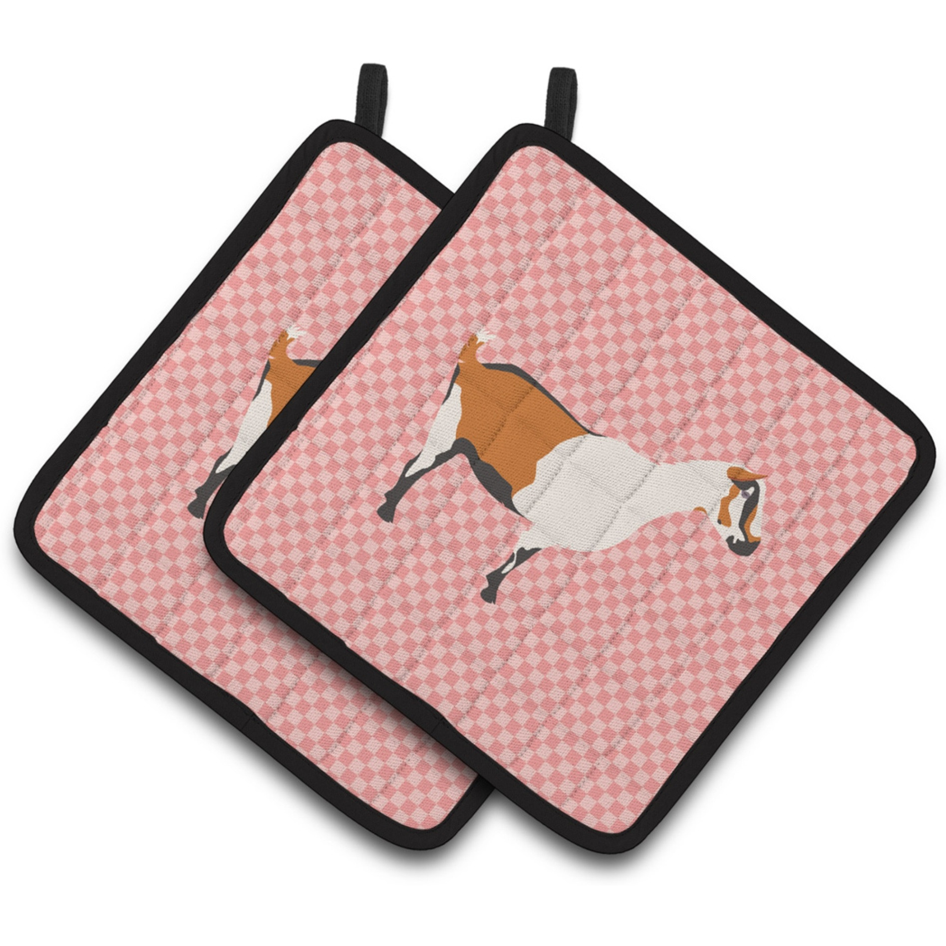&quotCaroline's Treasures Alpine Goat Pink Check Decorated Pot Holder, 7.5"" x 7.5"""