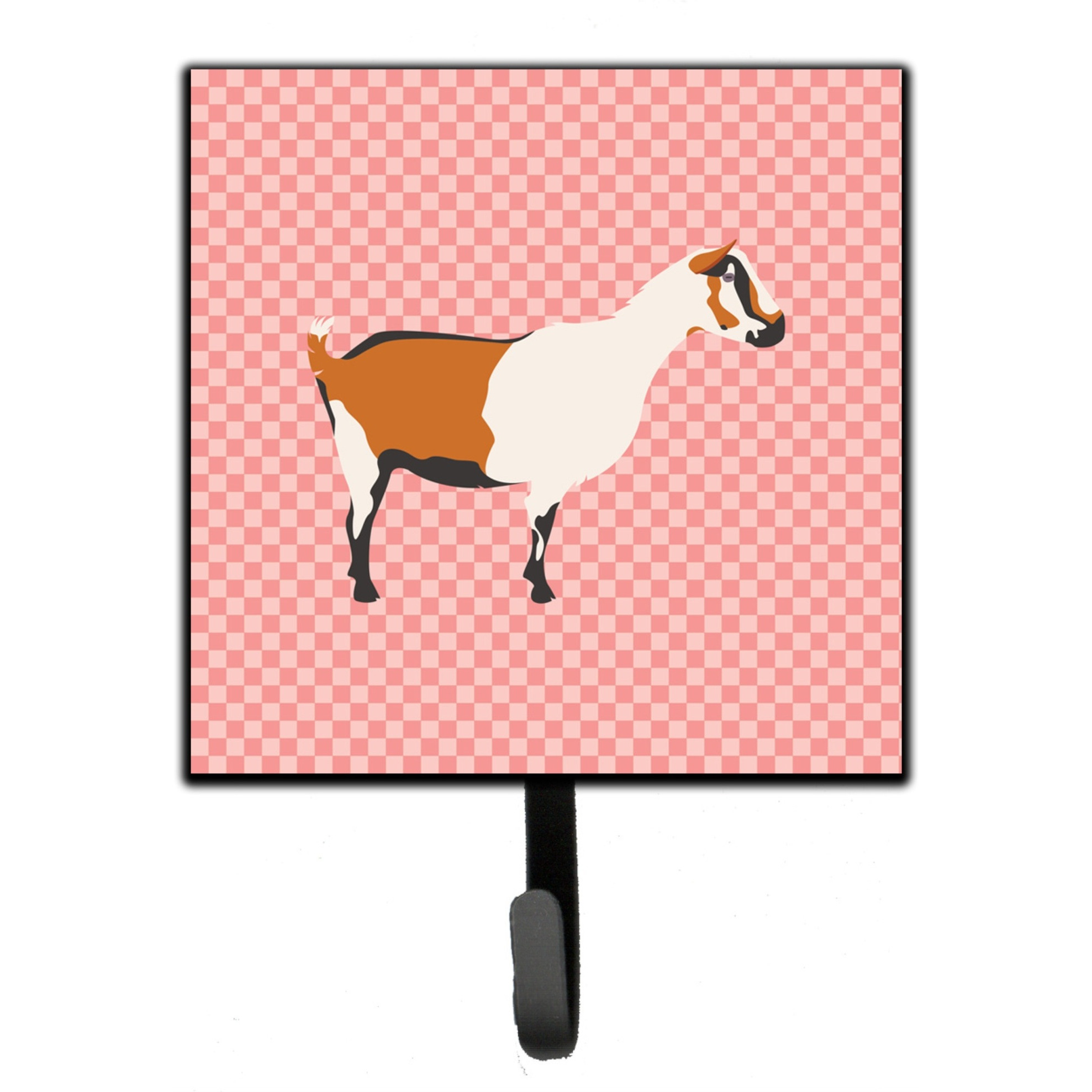 &quotCaroline's Treasures Alpine Goat Pink Check Wall Hook, Small, Multicolor"