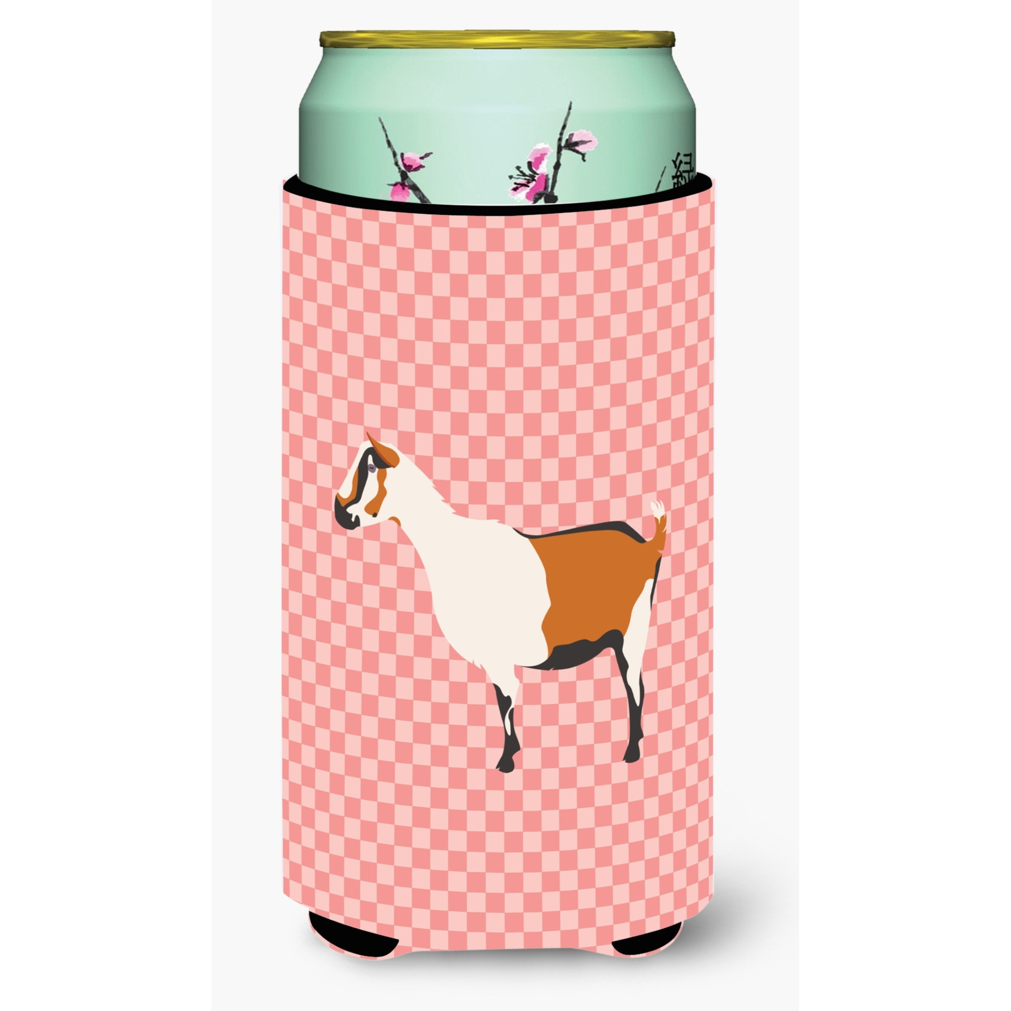 &quotCaroline's Treasures Alpine Goat Pink Check Decorative Can Hugger, Tall Boy, Multicolor"