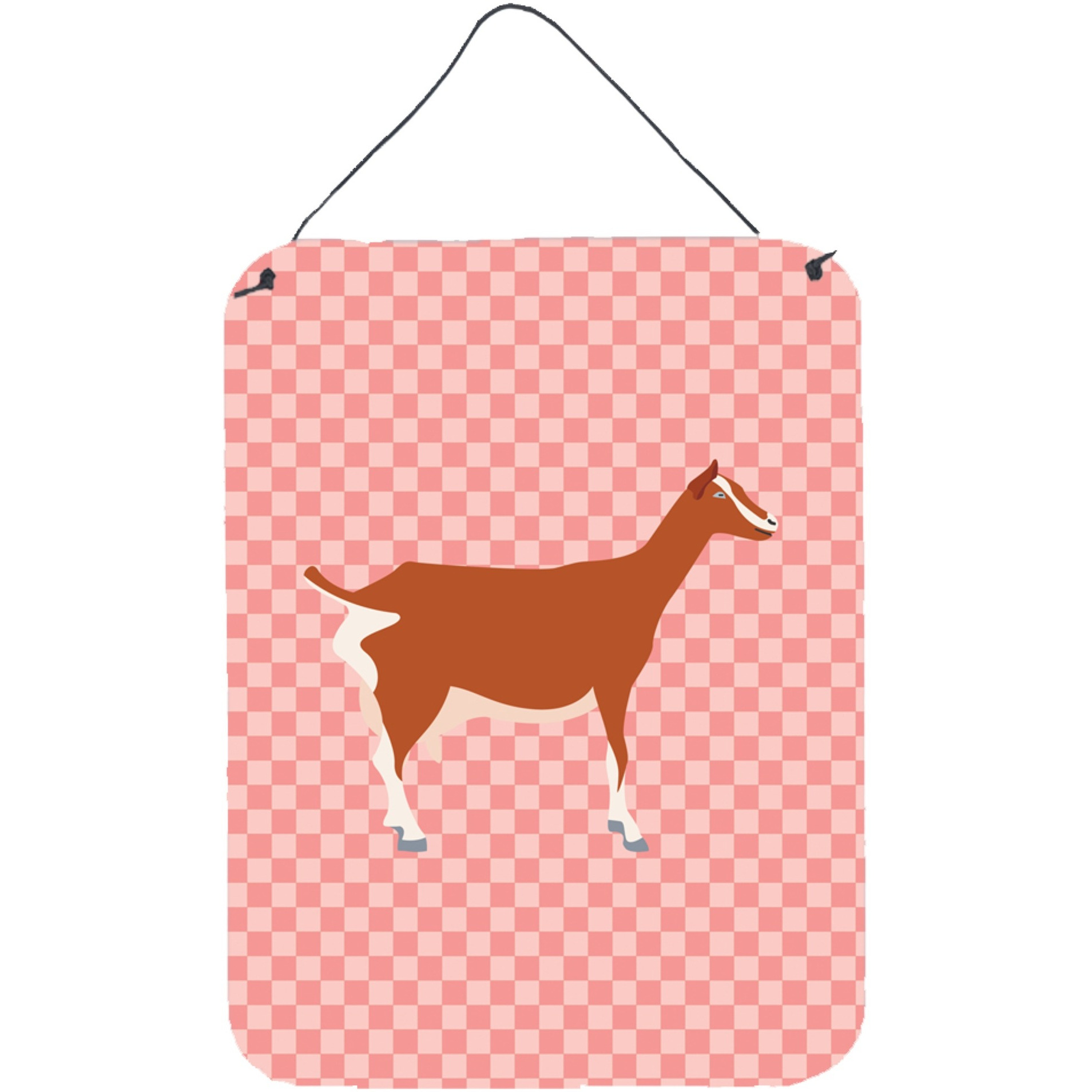 &quotCaroline's Treasures Toggenburger Goat Pink Check Metal Print, 16hx12w, Multicolor"