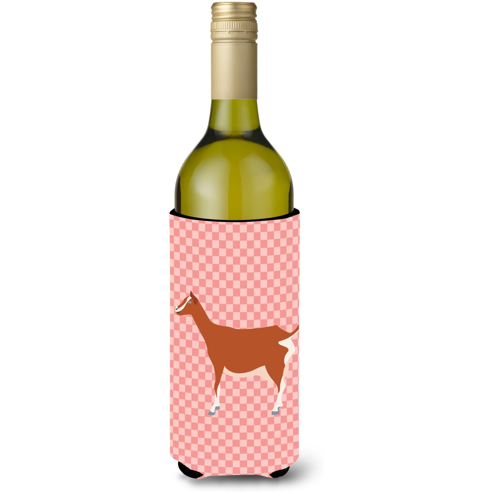 &quotCaroline's Treasures Toggenburger Goat Pink Check Decorative Bottle Hugger, 750 ml, Multicolor"