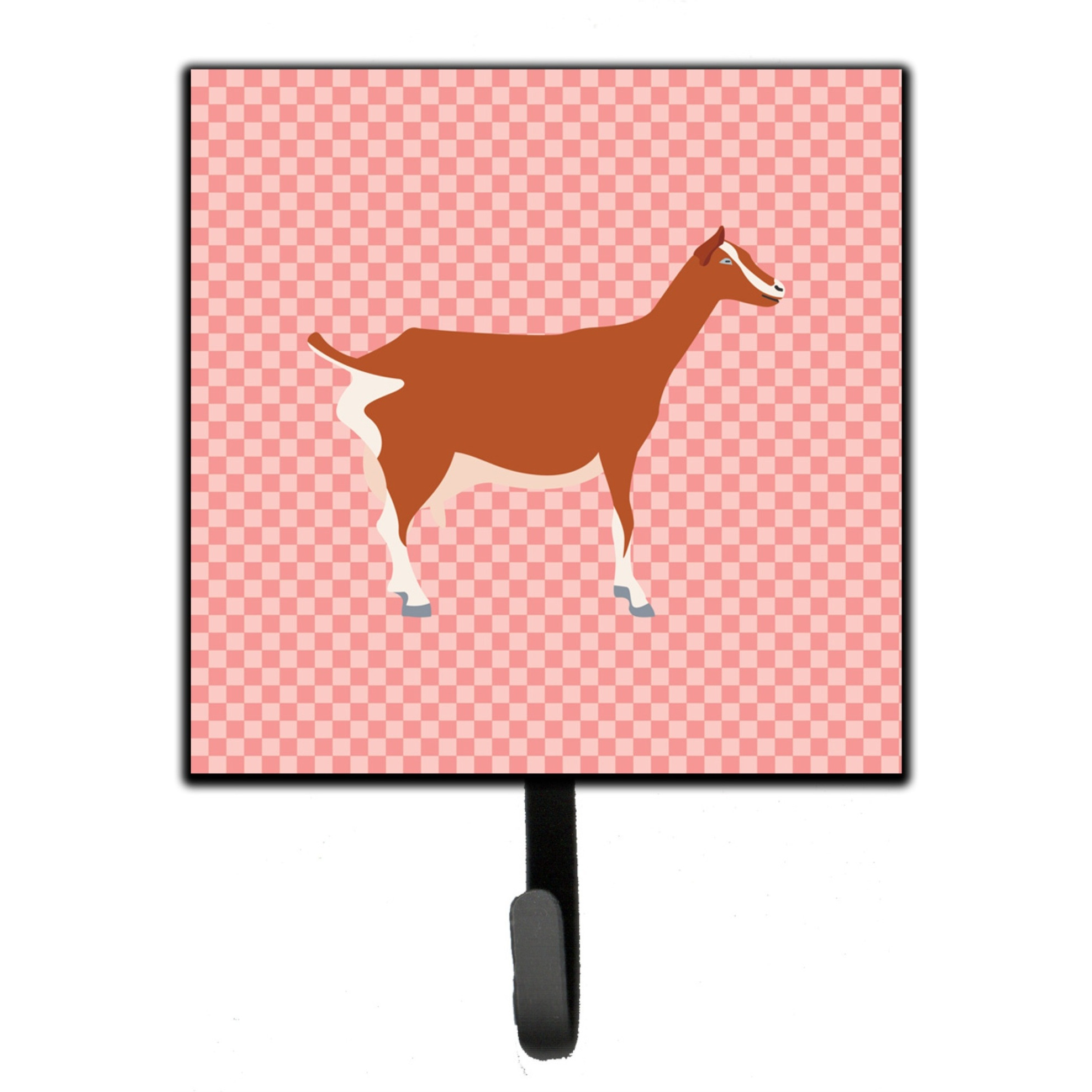 &quotCaroline's Treasures Toggenburger Goat Pink Check Wall Hook, Small, Multicolor"