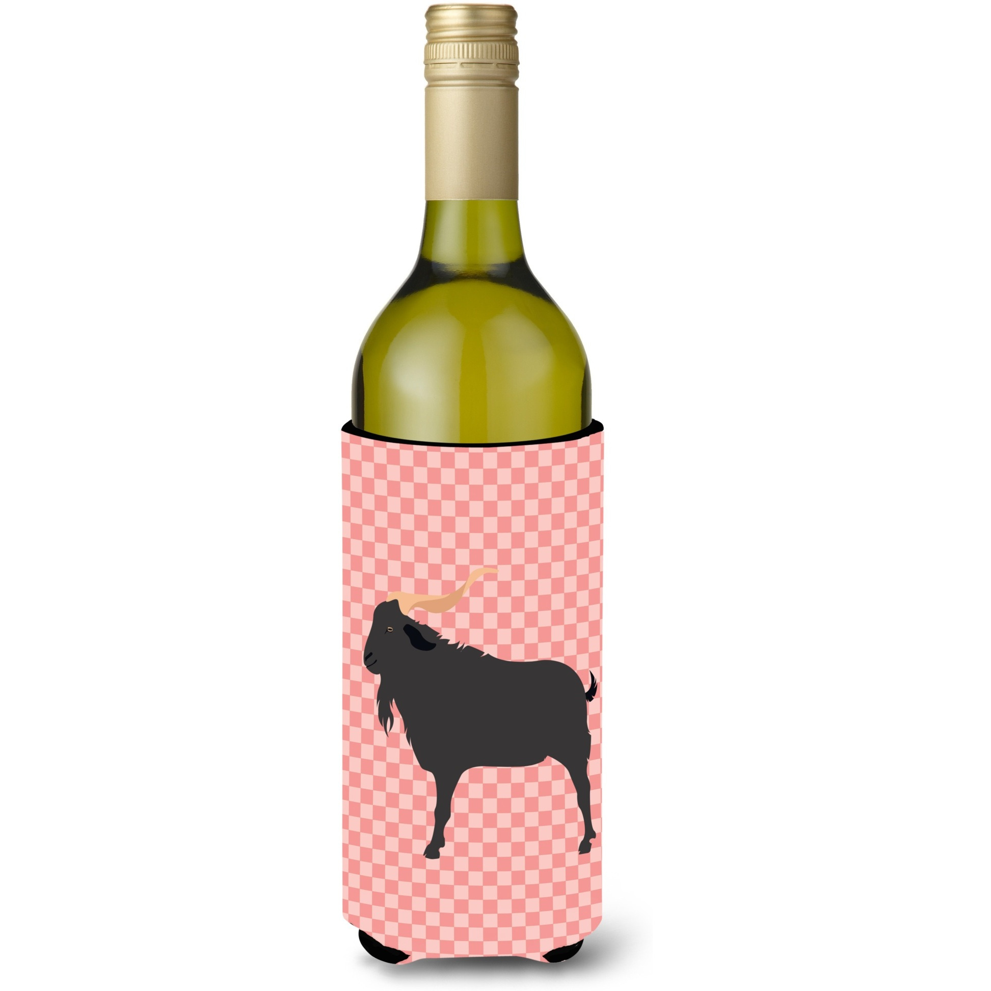 &quotCaroline's Treasures Verata Goat Pink Check Decorative Bottle Hugger, 750 ml, Multicolor"