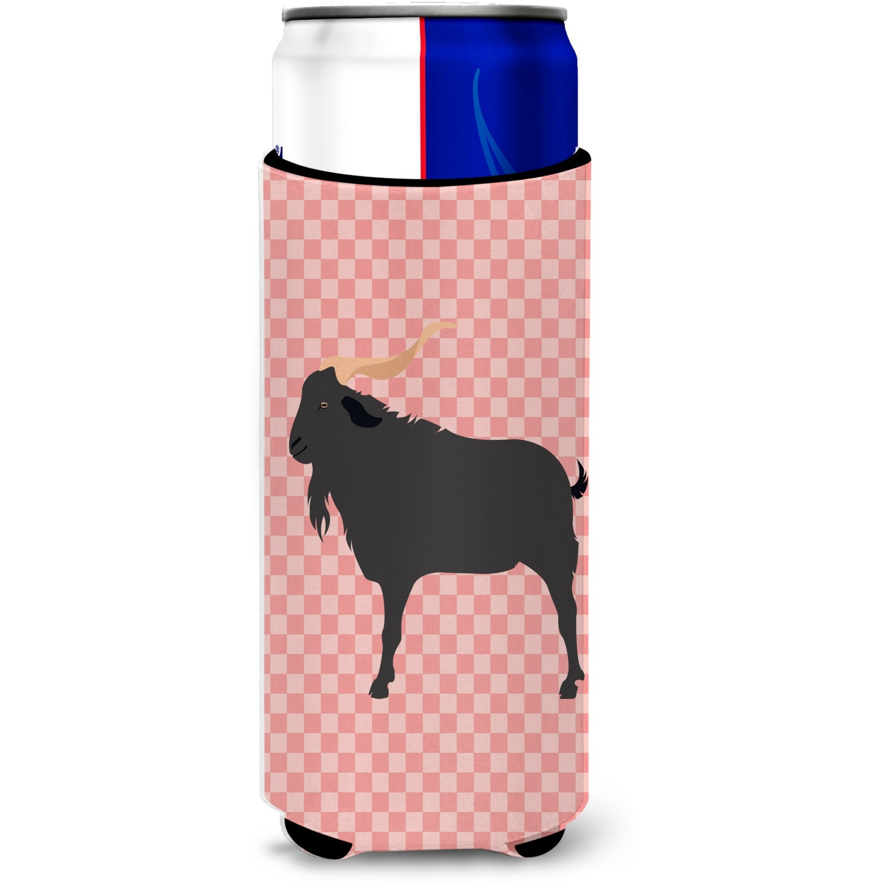 &quotCaroline's Treasures Verata Goat Pink Check Decorative Can Hugger, Slim, Multicolor"