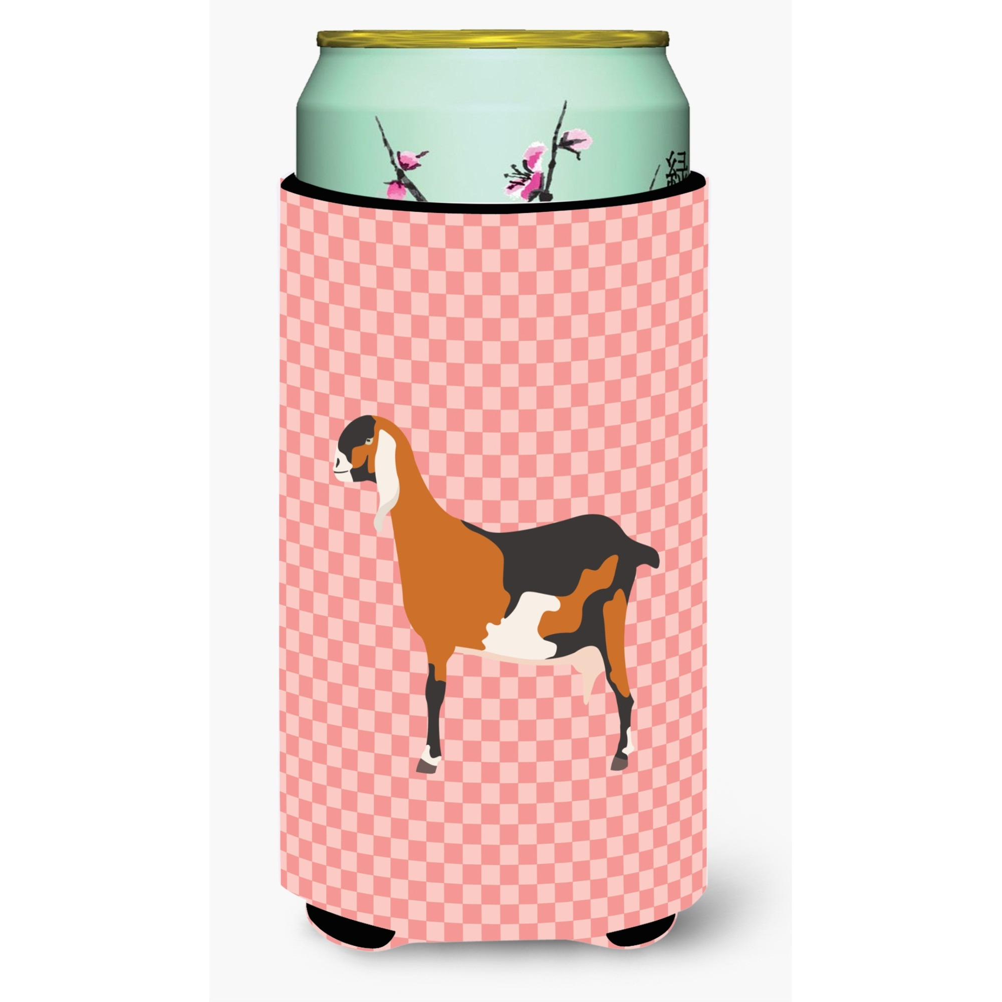 &quotCaroline's Treasures Anglo Nubian Goat Pink Check Decorative Can Hugger, Tall Boy, Multicolor"