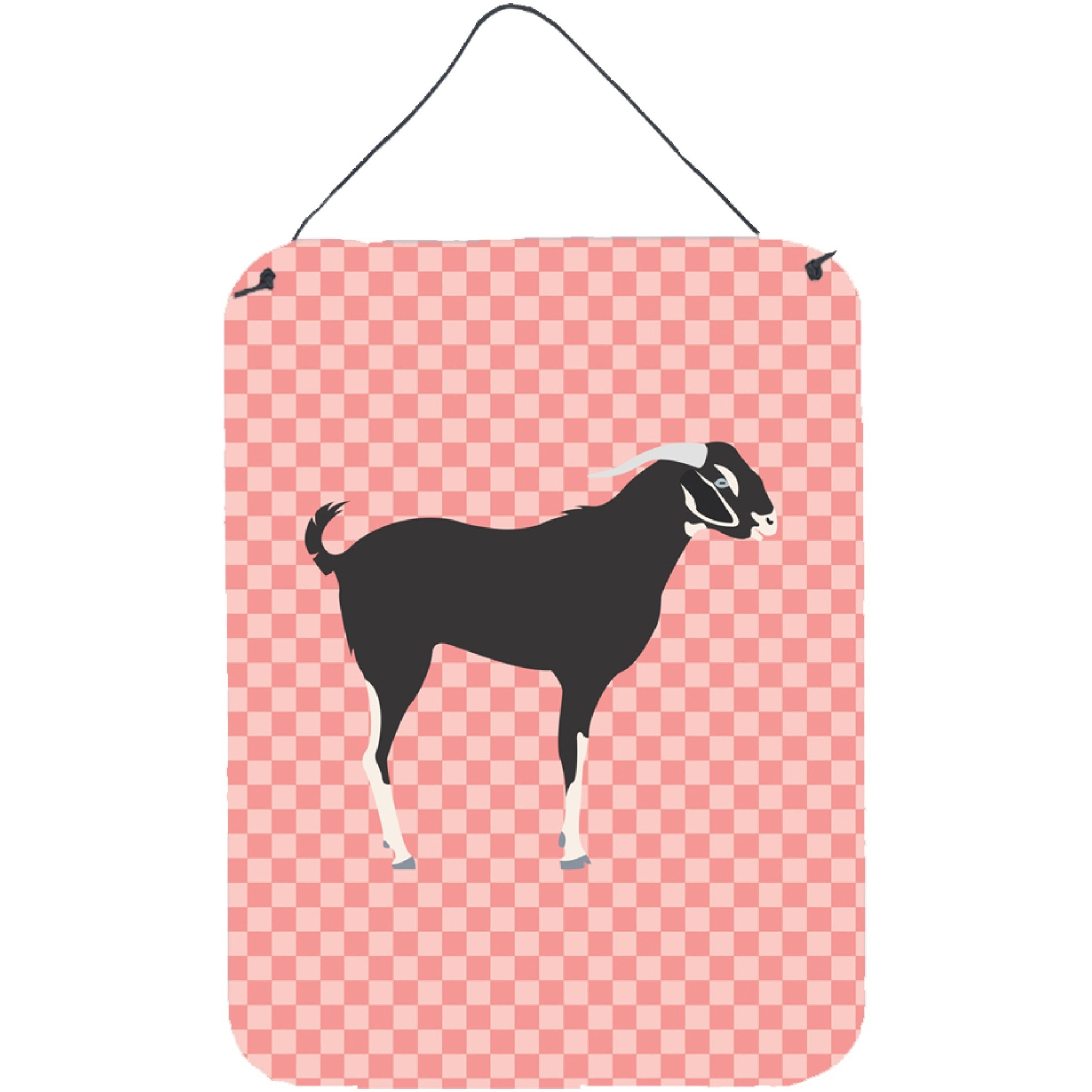 &quotCaroline's Treasures Black Bengal Goat Pink Check Metal Print, 16hx12w, Multicolor"