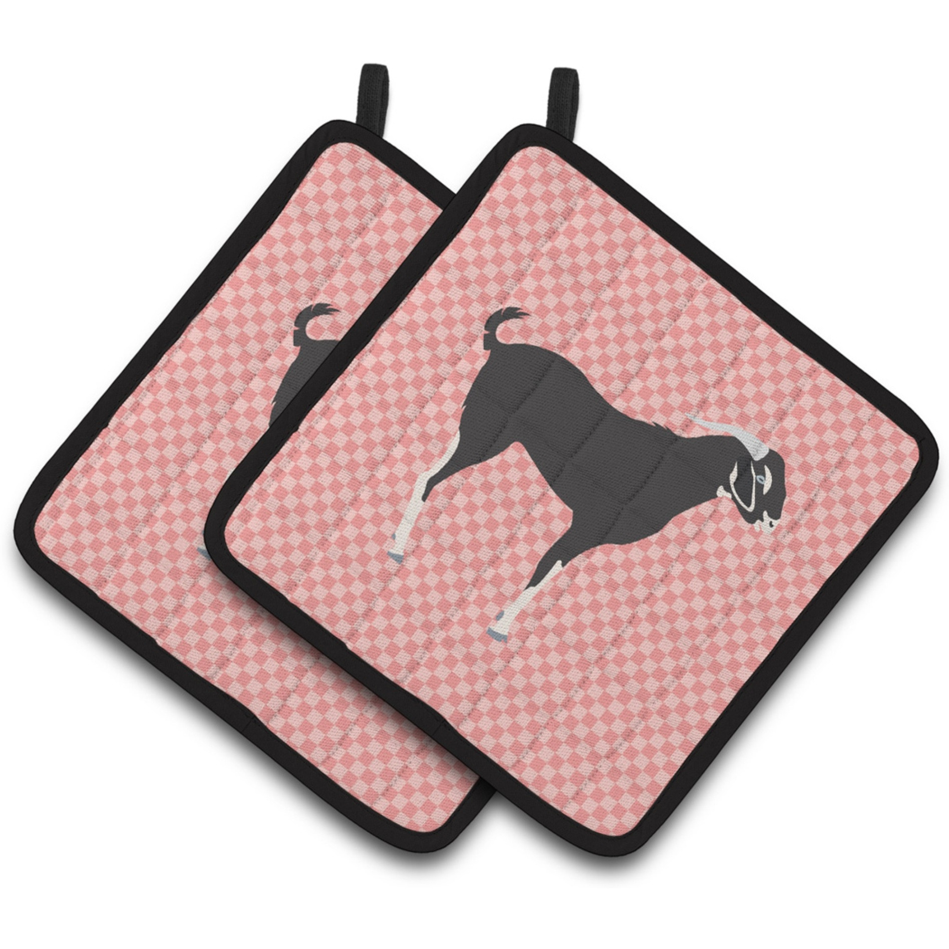&quotCaroline's Treasures Black Bengal Goat Pink Check Decorated Pot Holder, 7.5"" x 7.5"""