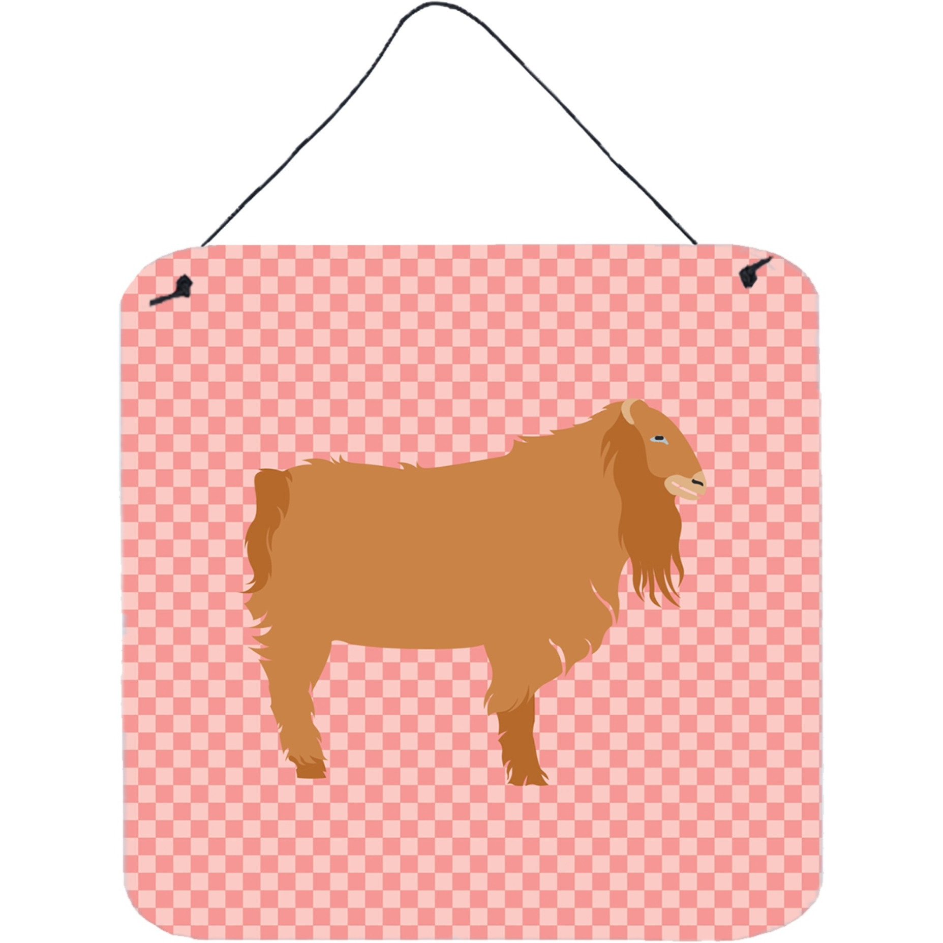 &quotCaroline's Treasures Pink American Lamancha Goat Check Metal Print, 6"" H x 6"" W"