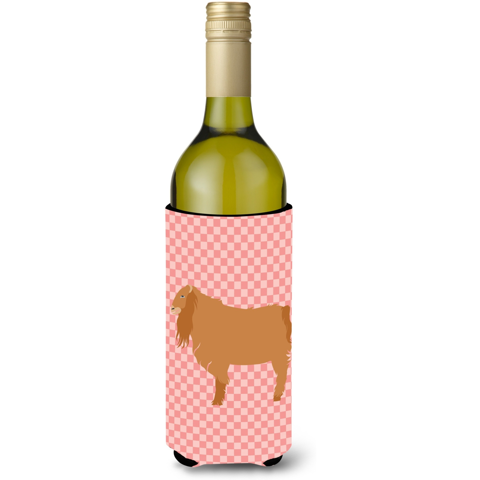 &quotCaroline's Treasures American Lamancha Goat Pink Check Decorative Bottle Hugger, 750 ml, Multicolor"